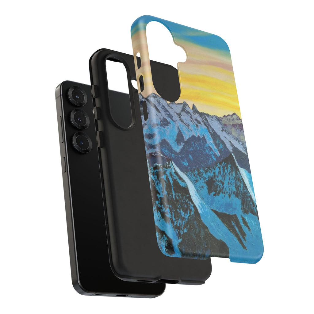 Mountain Sunset Phone Case — Protective Tough Case with Scenic Blue Peaks Design