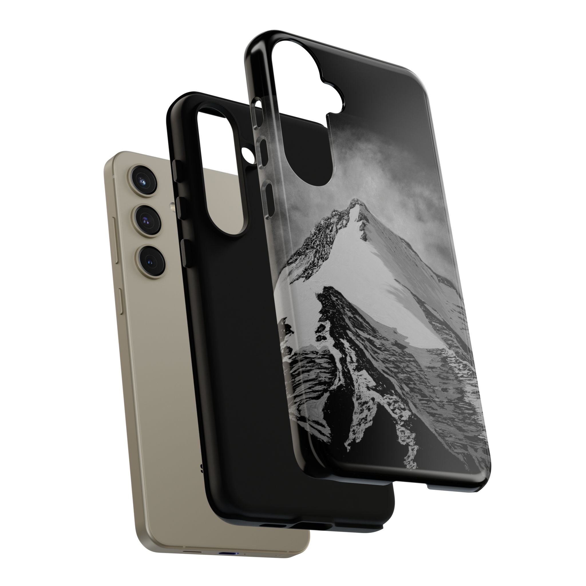 Mountain Peak Phone Case — Black & White Alpine Protective Case