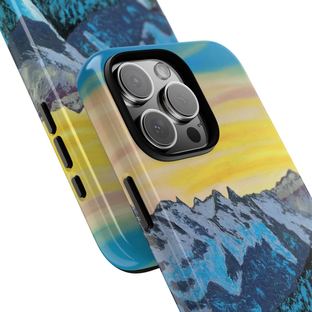 Mountain Sunset Phone Case — Protective Tough Case with Scenic Blue Peaks Design