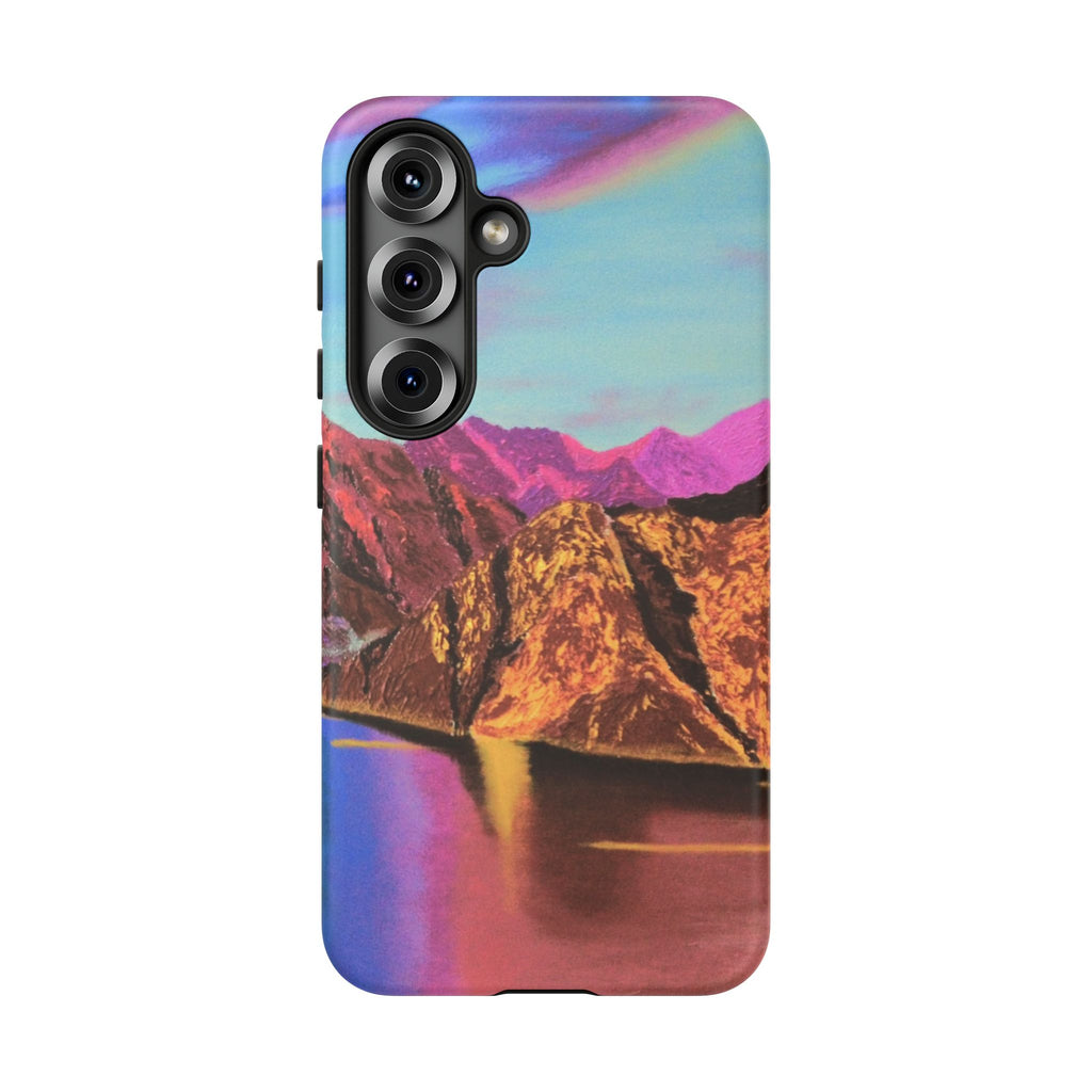 Protective Phone Case — Vibrant Retro Mountain Landscape