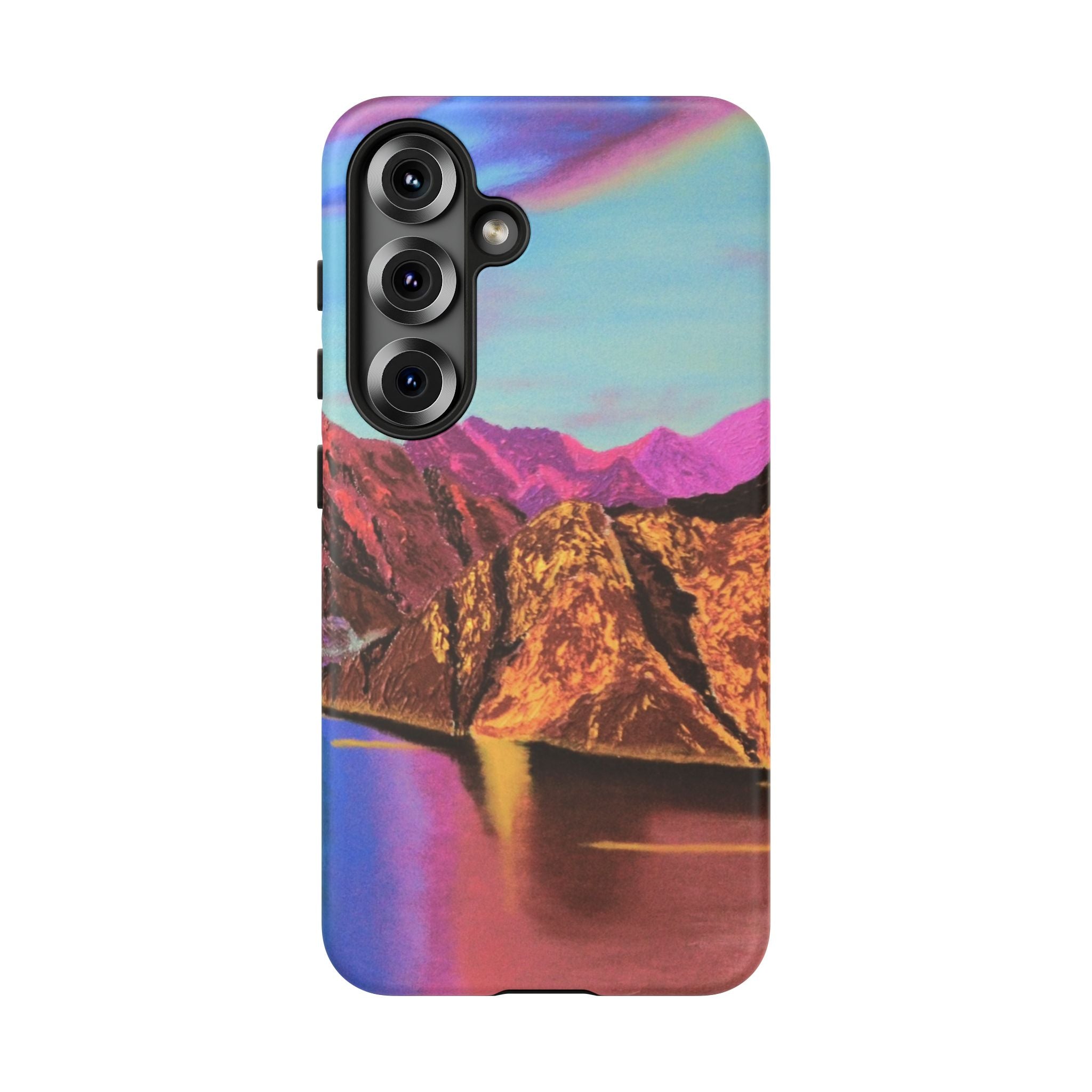 Protective Phone Case — Vibrant Retro Mountain Landscape
