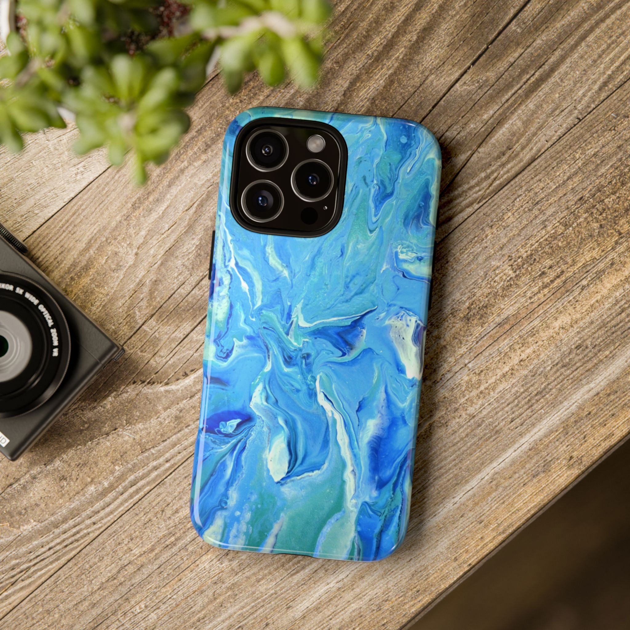 Blue Marble Tough Phone Case — Ocean Swirl Protective iPhone Cover