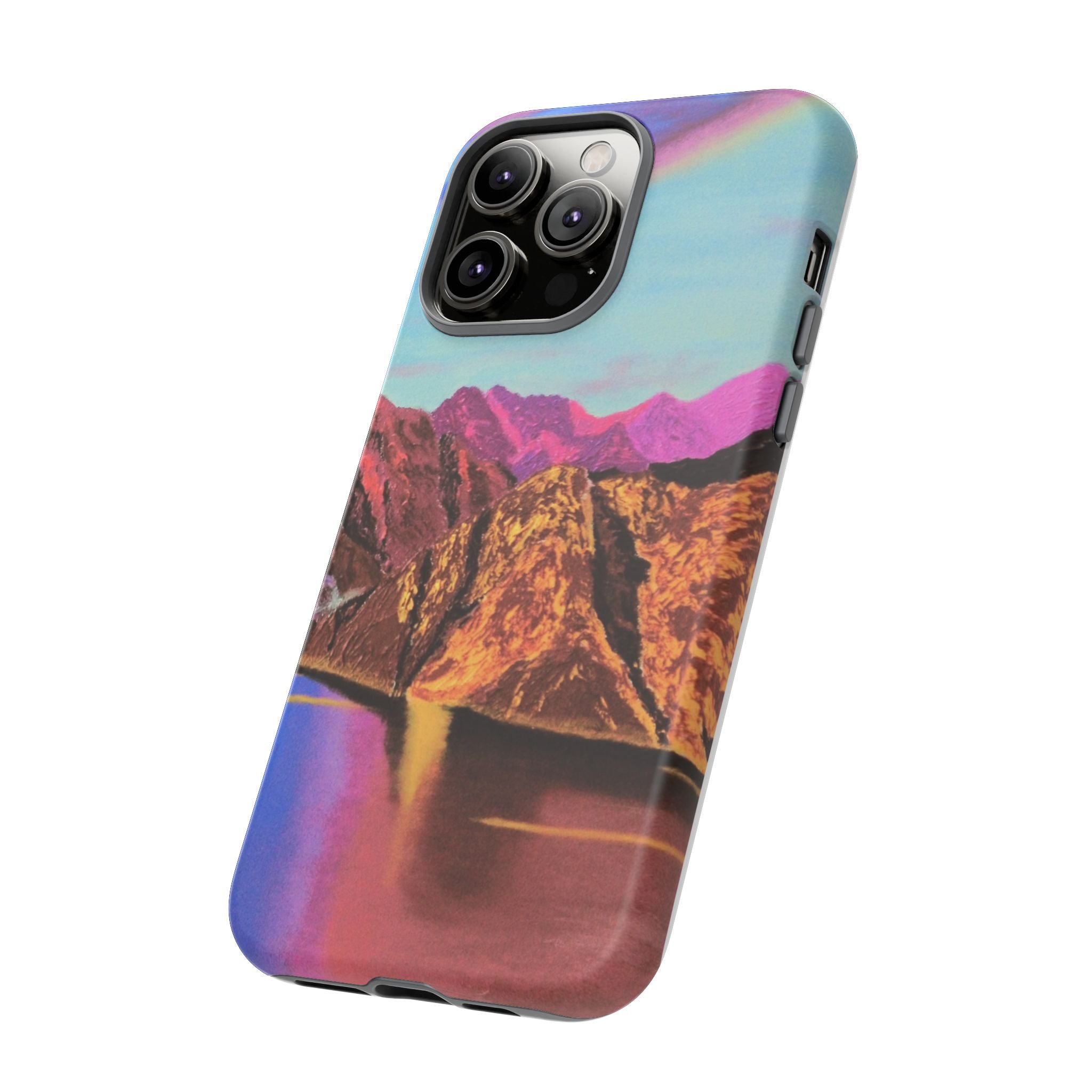 Protective Phone Case — Vibrant Retro Mountain Landscape