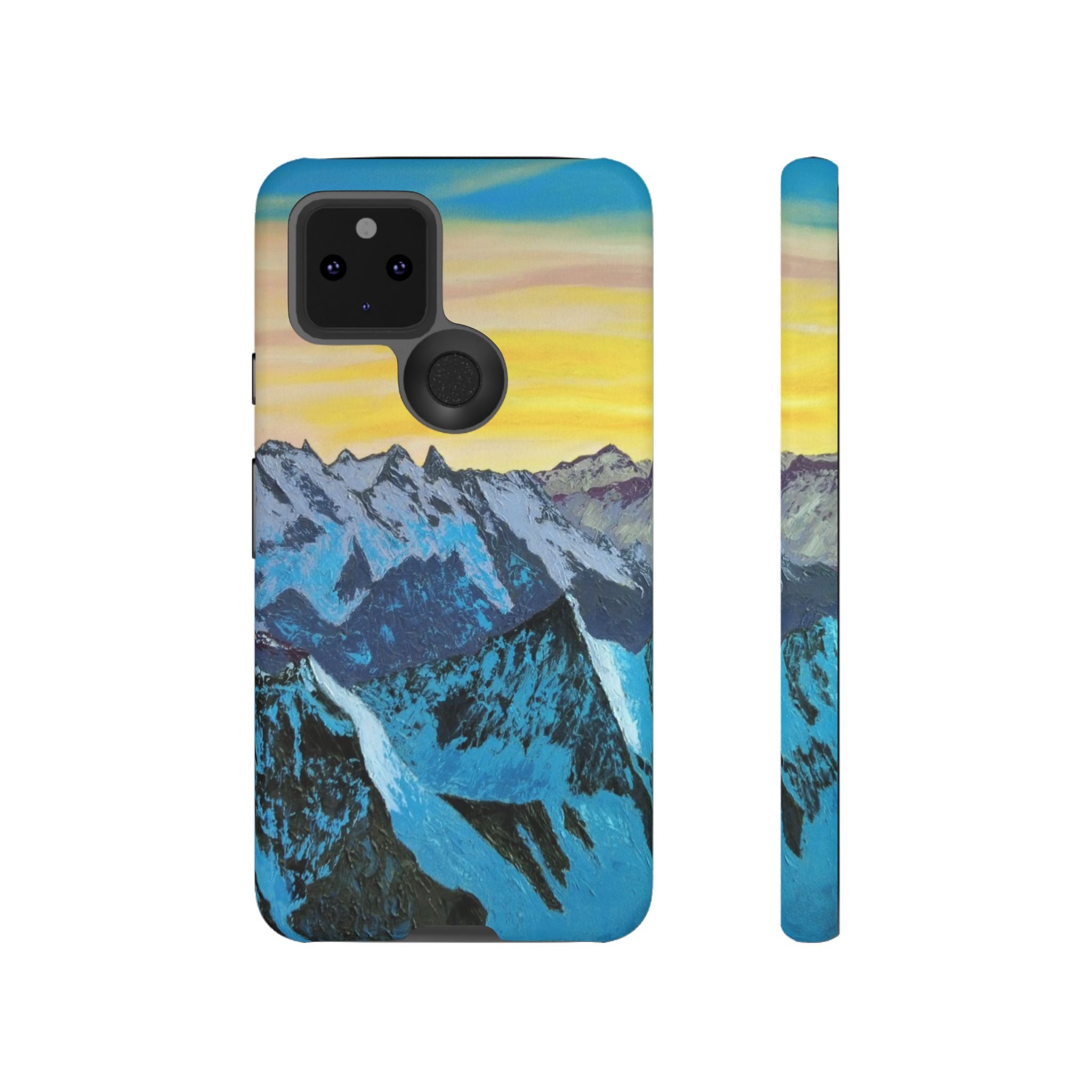 Mountain Sunset Phone Case — Protective Tough Case with Scenic Blue Peaks Design