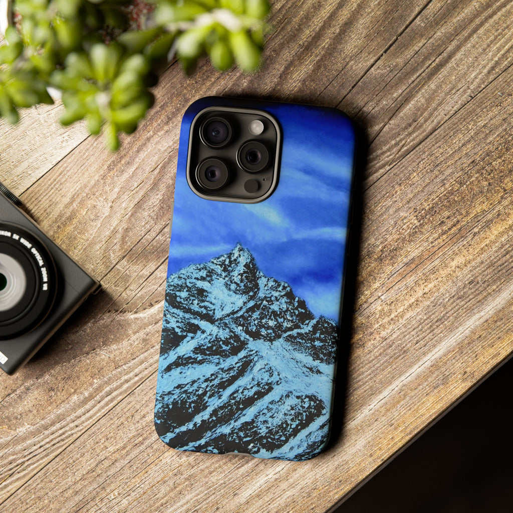 Mountain Peak Blue Tough Phone Case — Rugged Protective iPhone Cover