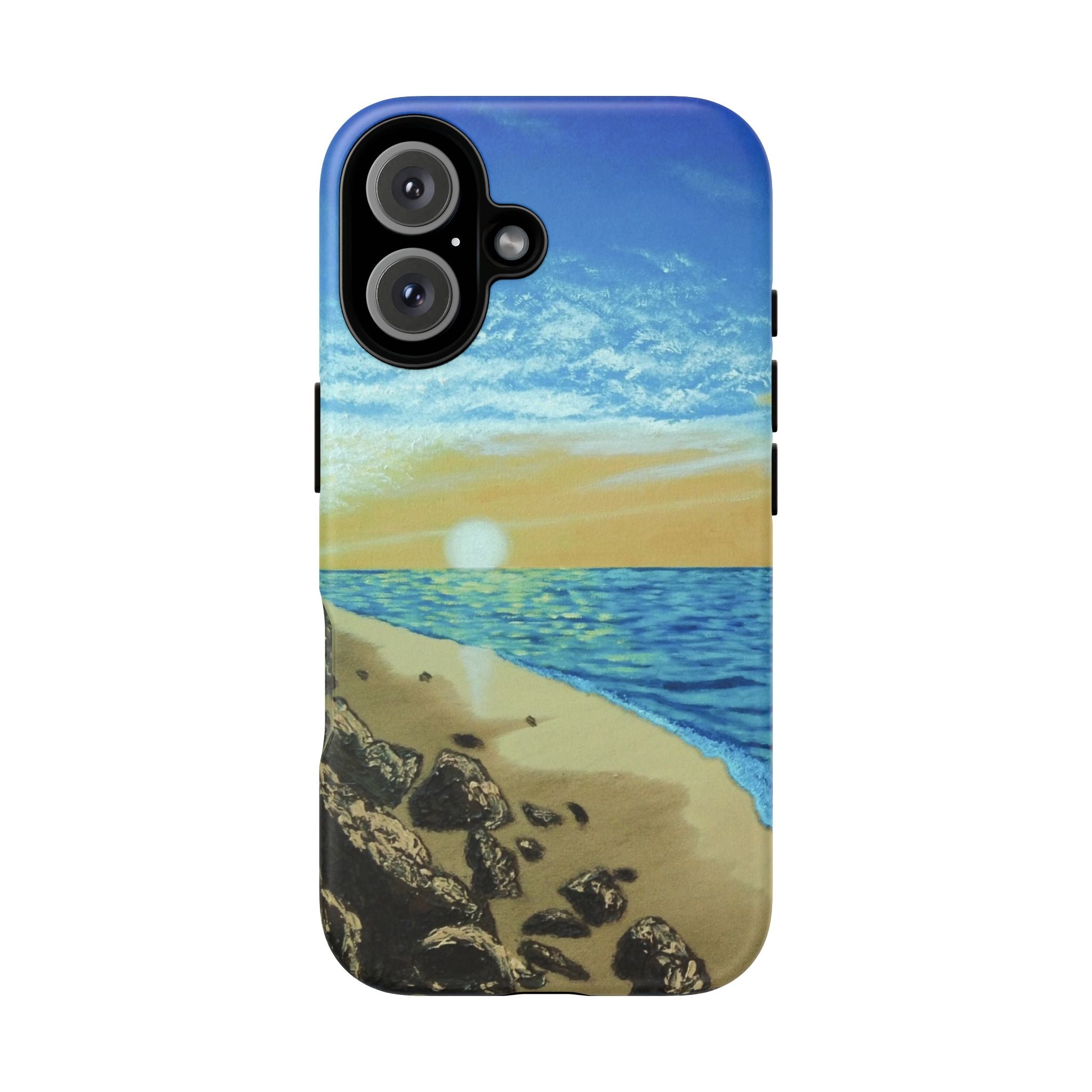 Beach Sunset Phone Case — Protective Tough Case with Coastal Shoreline Design