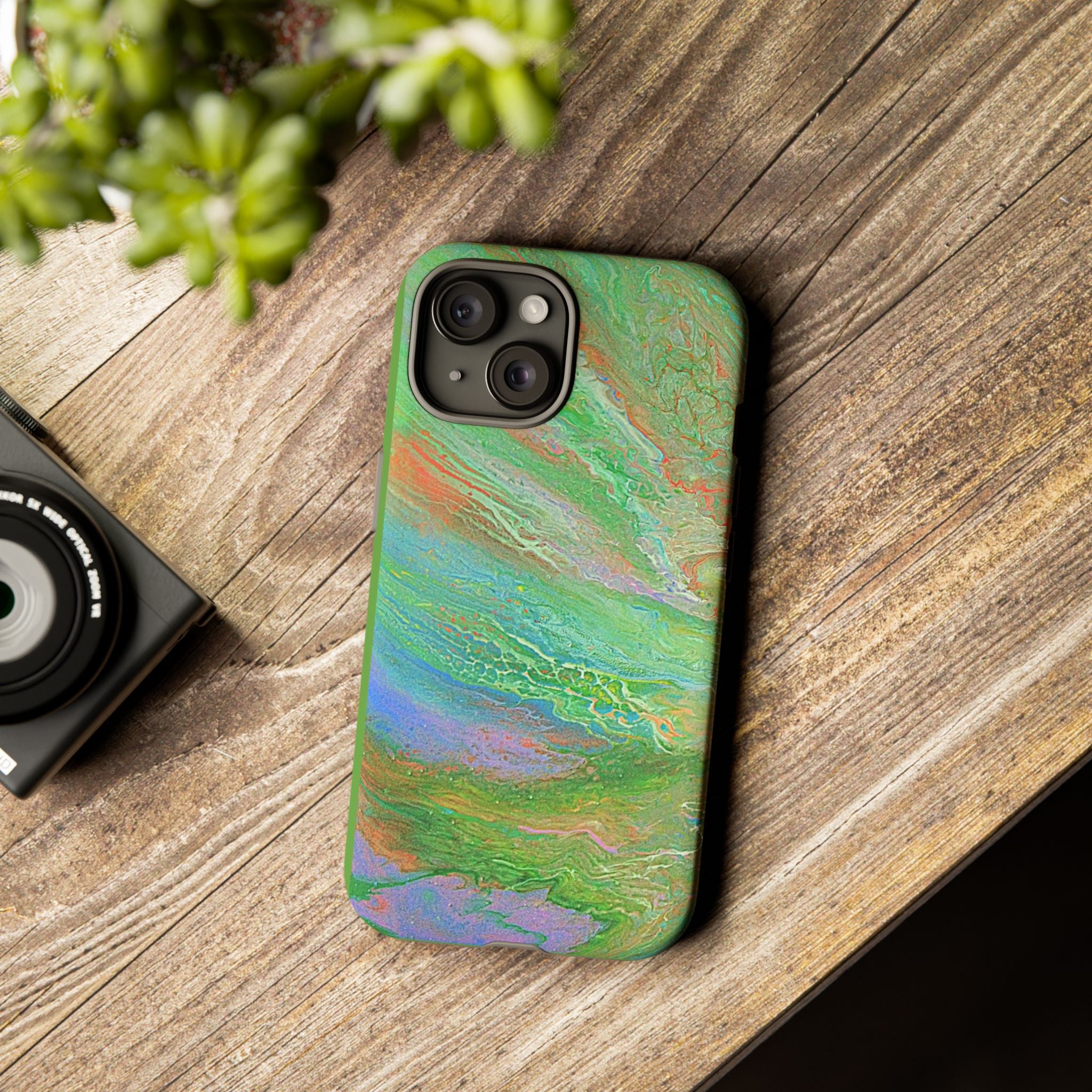 Marbled Green Abstract Phone Case — Protective Tough Case for iPhone