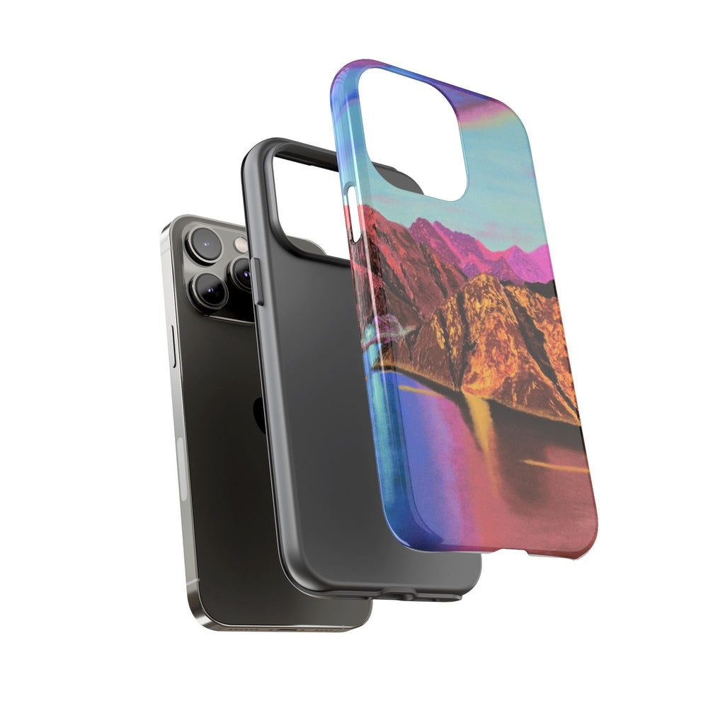 Protective Phone Case — Vibrant Retro Mountain Landscape