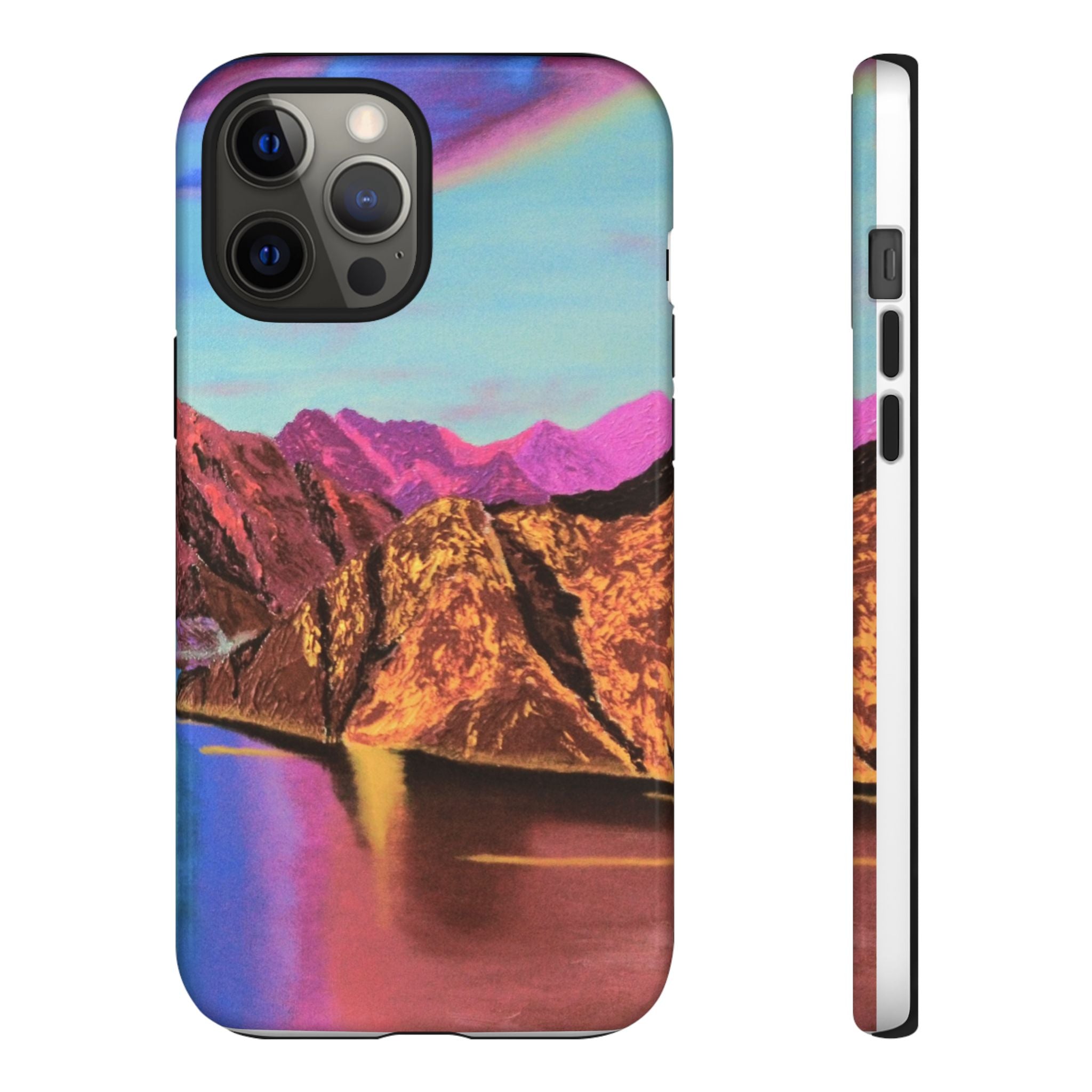 Protective Phone Case — Vibrant Retro Mountain Landscape