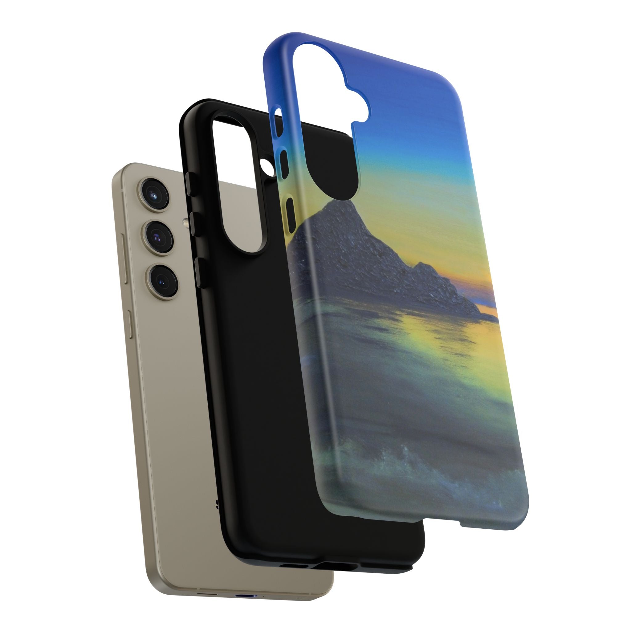 Sunset Cove Phone Case — Durable Protective Tough Case with Tranquil Beach Landscape