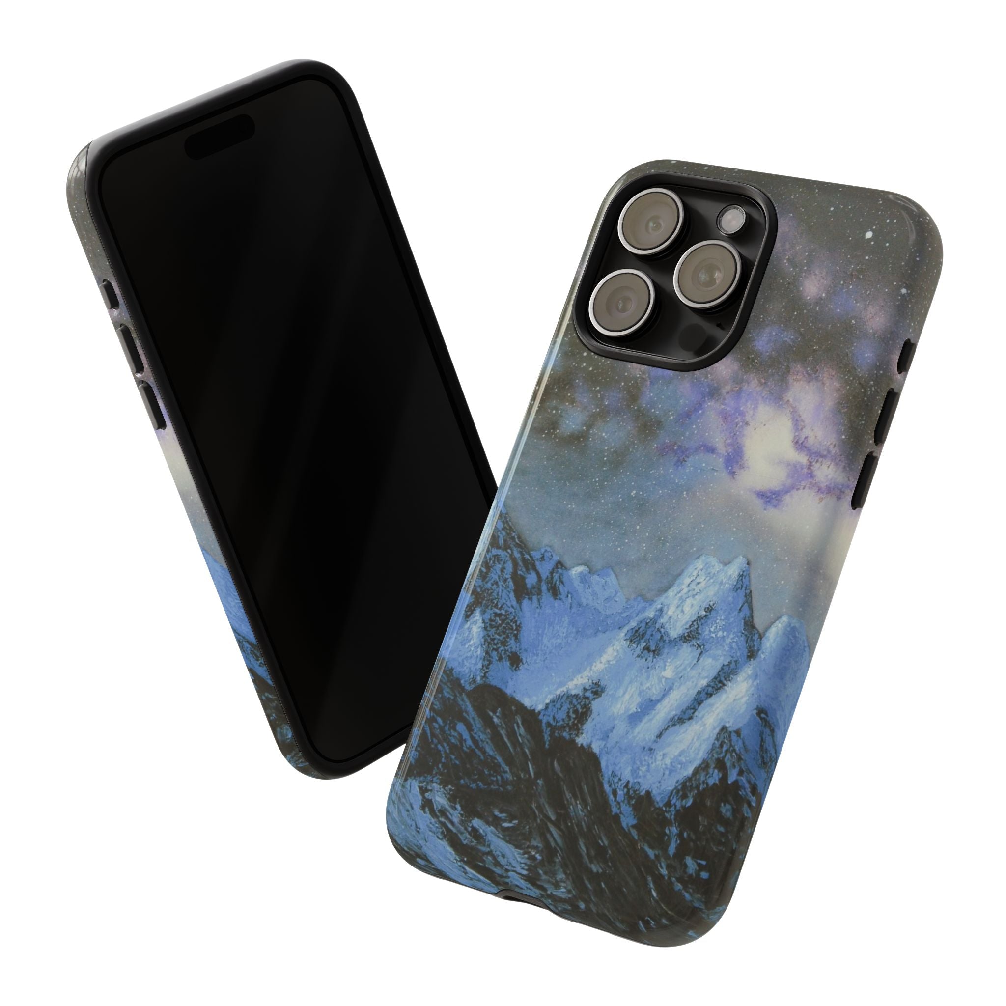 Mountain Night Sky Phone Case — Tough Protective iPhone Cover with Aurora & Snowy Peaks