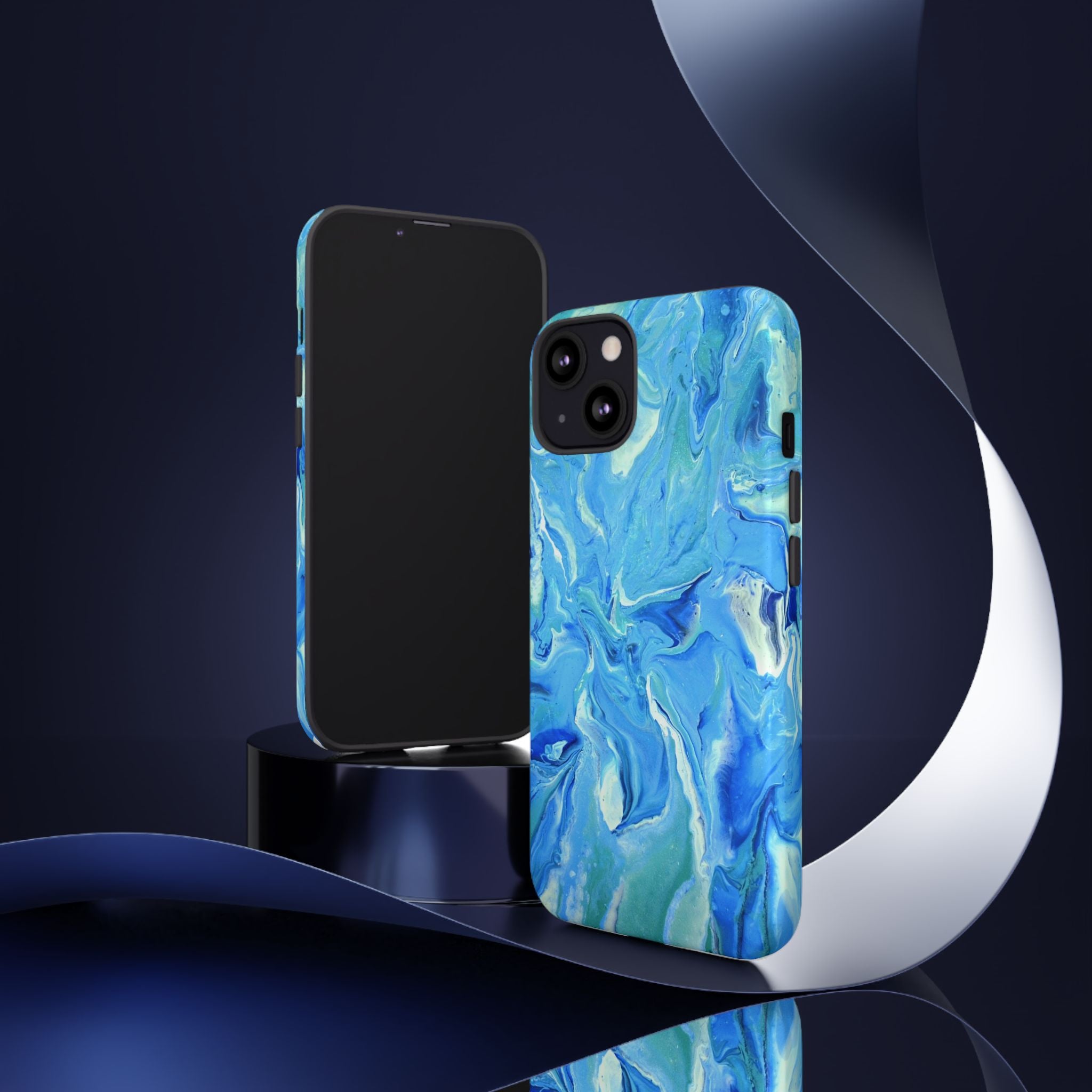 Blue Marble Tough Phone Case — Ocean Swirl Protective iPhone Cover