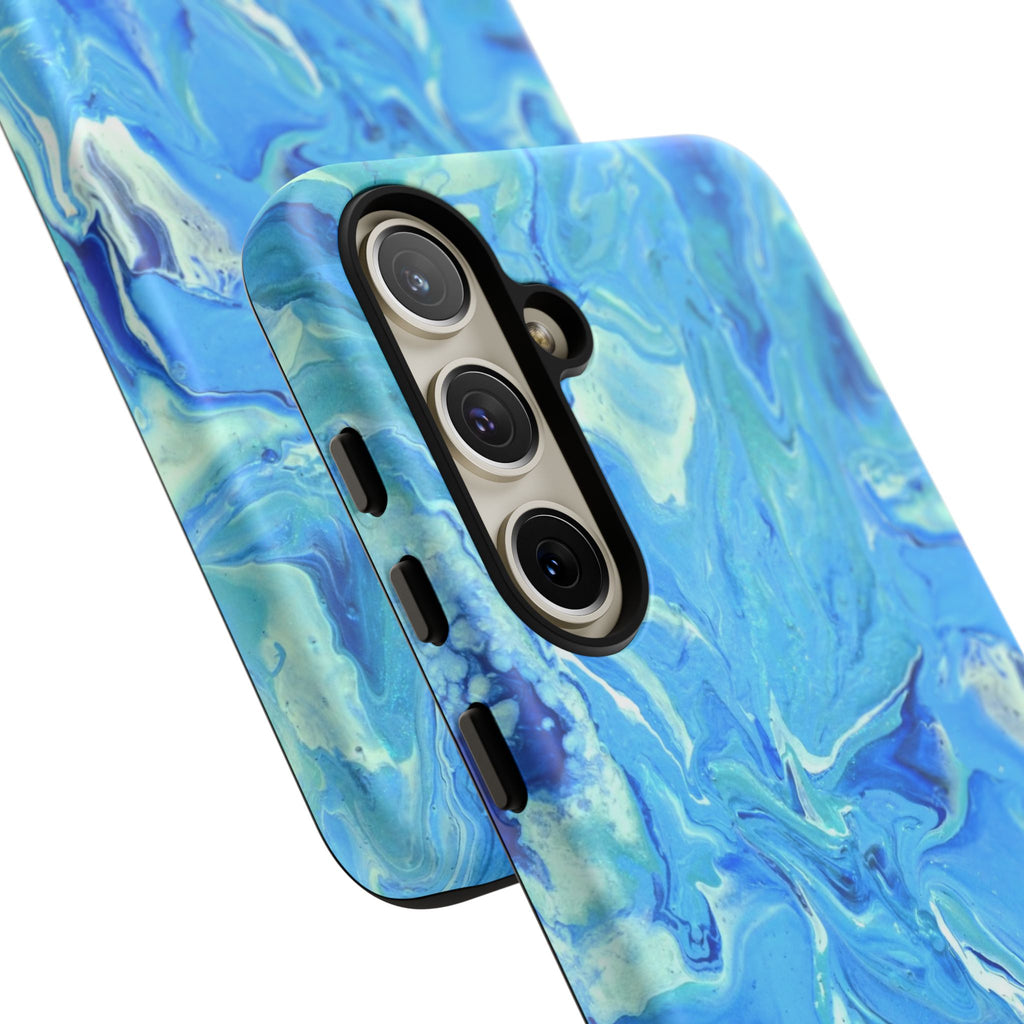 Blue Marble Tough Phone Case — Ocean Swirl Protective iPhone Cover