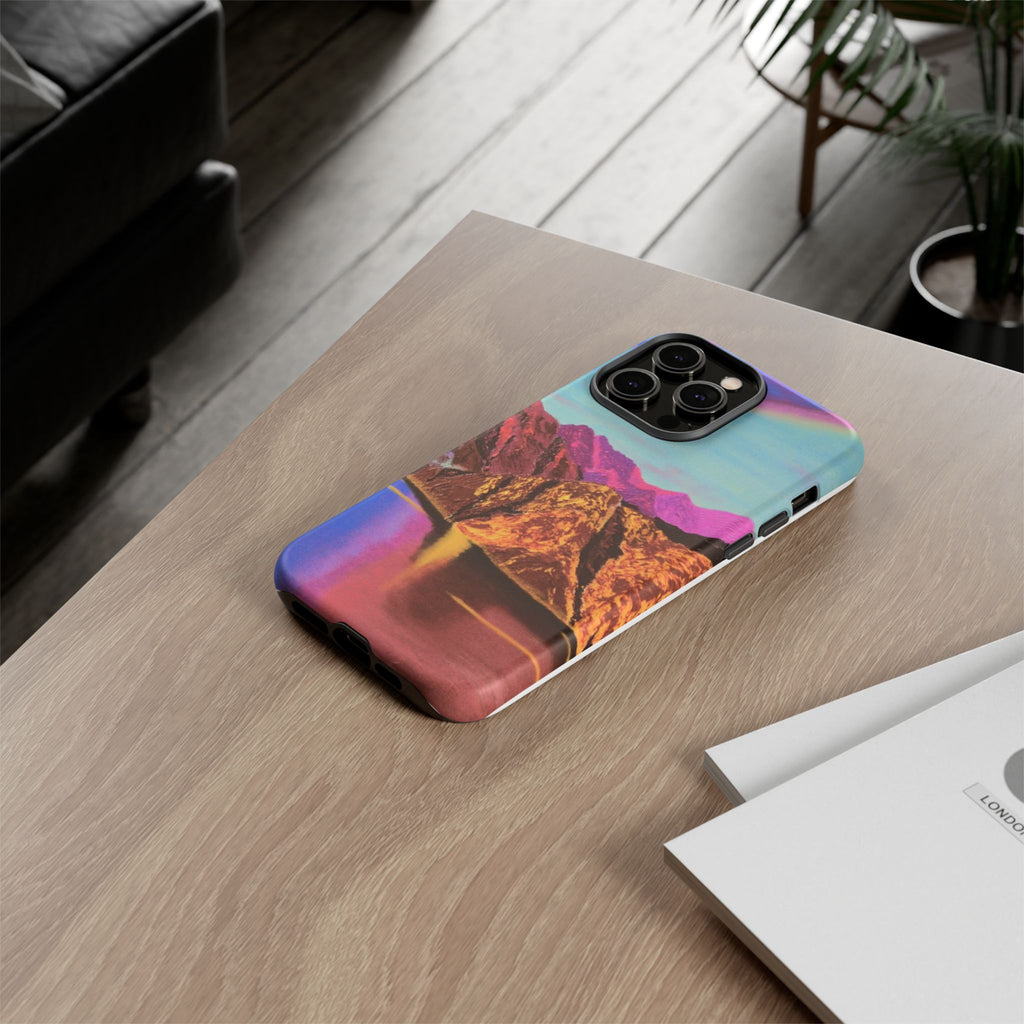 Protective Phone Case — Vibrant Retro Mountain Landscape