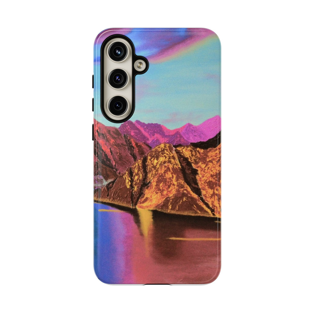 Protective Phone Case — Vibrant Retro Mountain Landscape