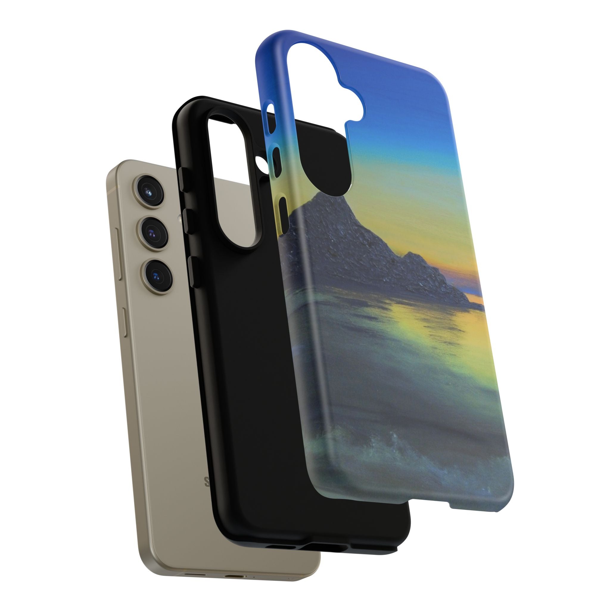 Sunset Cove Phone Case — Durable Protective Tough Case with Tranquil Beach Landscape