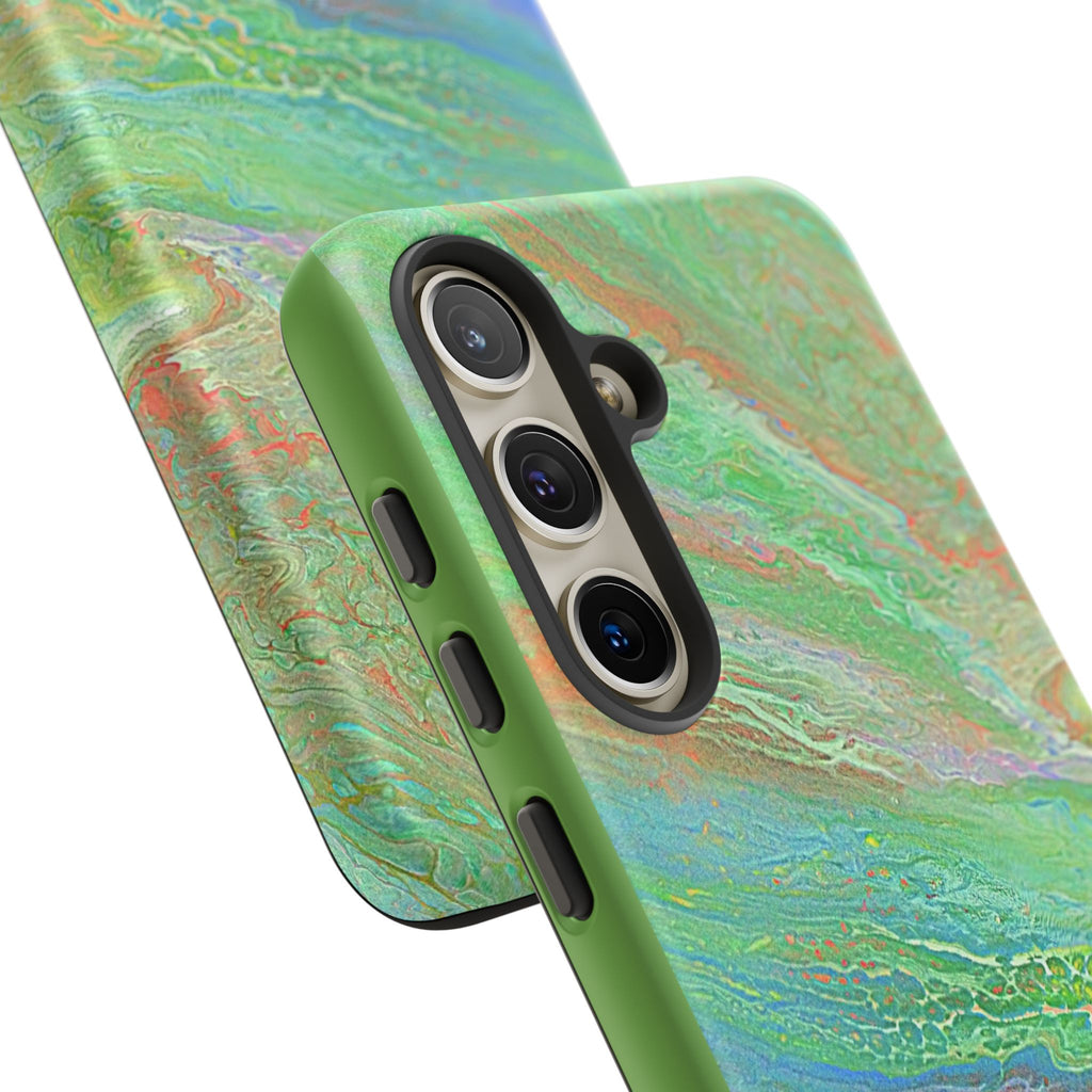 Marbled Green Abstract Phone Case — Protective Tough Case for iPhone