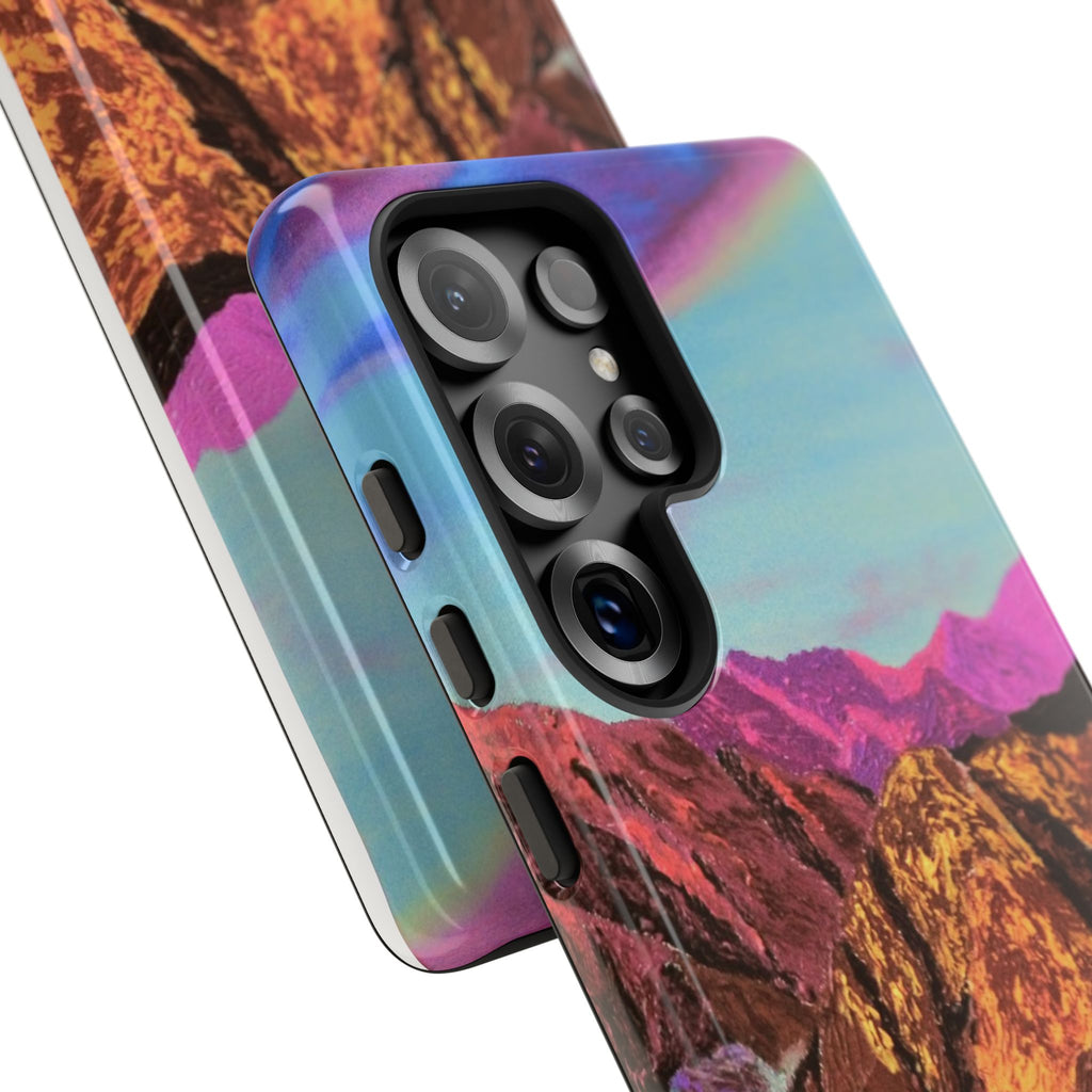Protective Phone Case — Vibrant Retro Mountain Landscape
