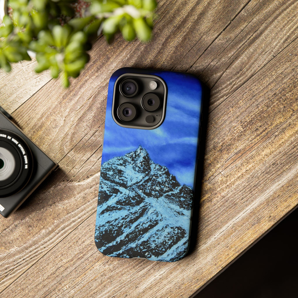 Mountain Peak Blue Tough Phone Case — Rugged Protective iPhone Cover