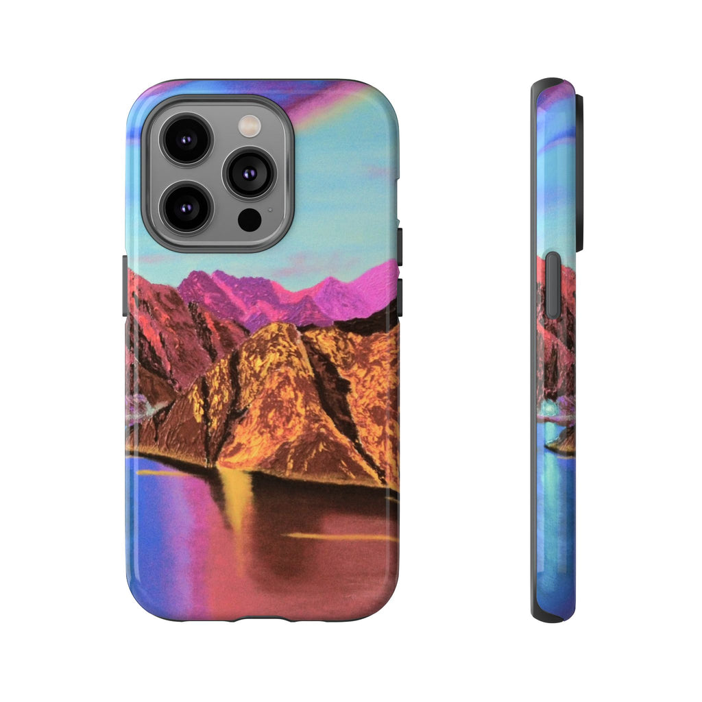 Protective Phone Case — Vibrant Retro Mountain Landscape