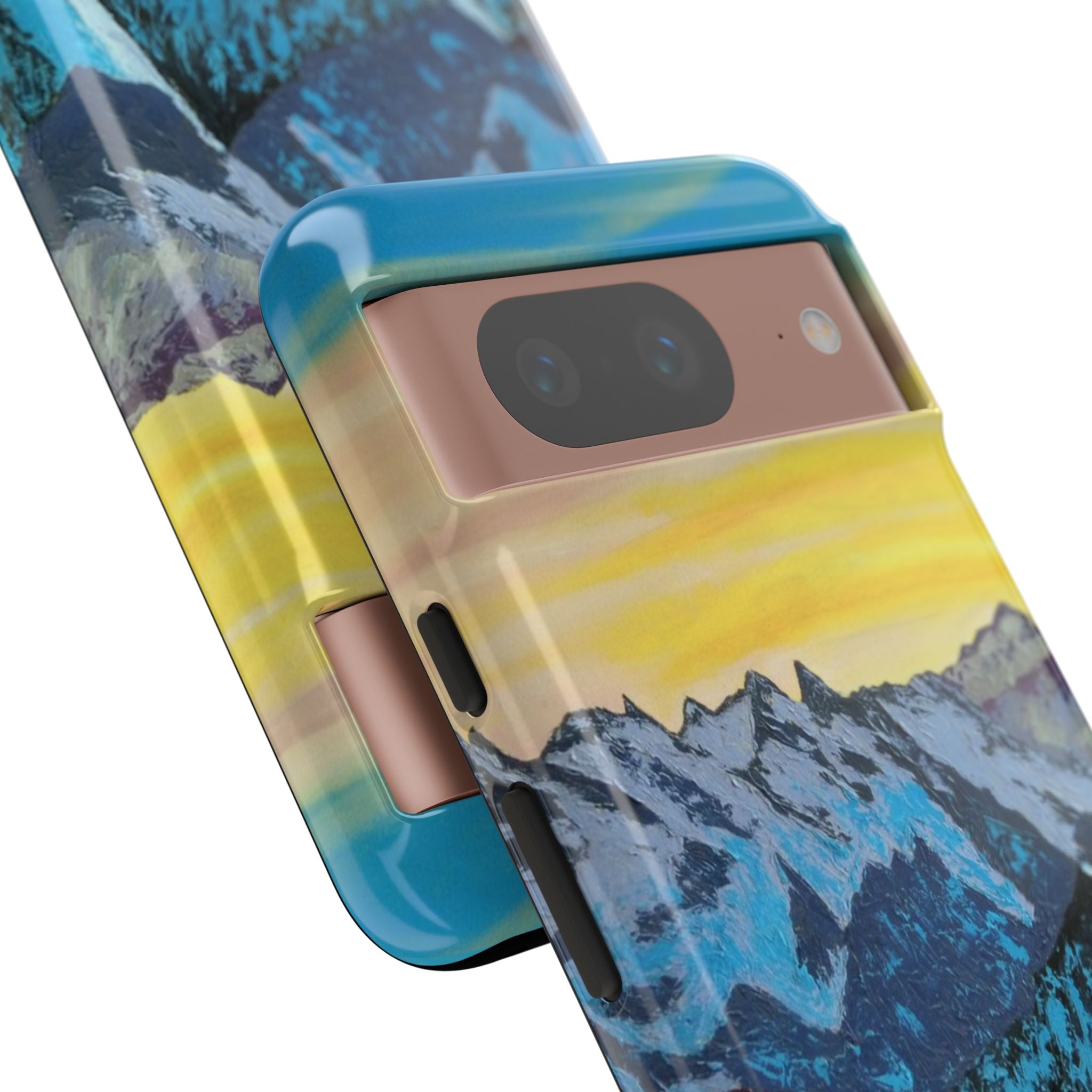 Mountain Sunset Phone Case — Protective Tough Case with Scenic Blue Peaks Design