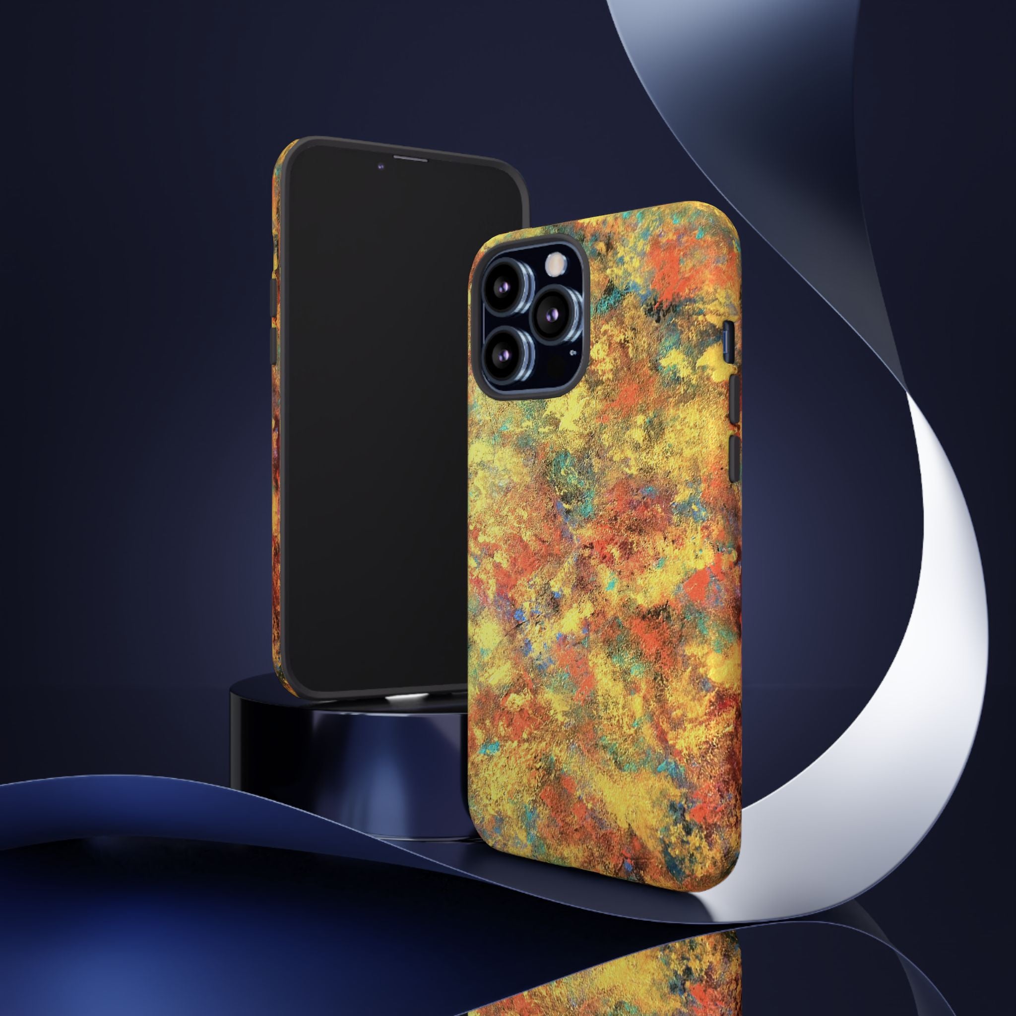 Abstract Autumn Marble Phone Case — Protective iPhone Cover with Warm Fall Colors
