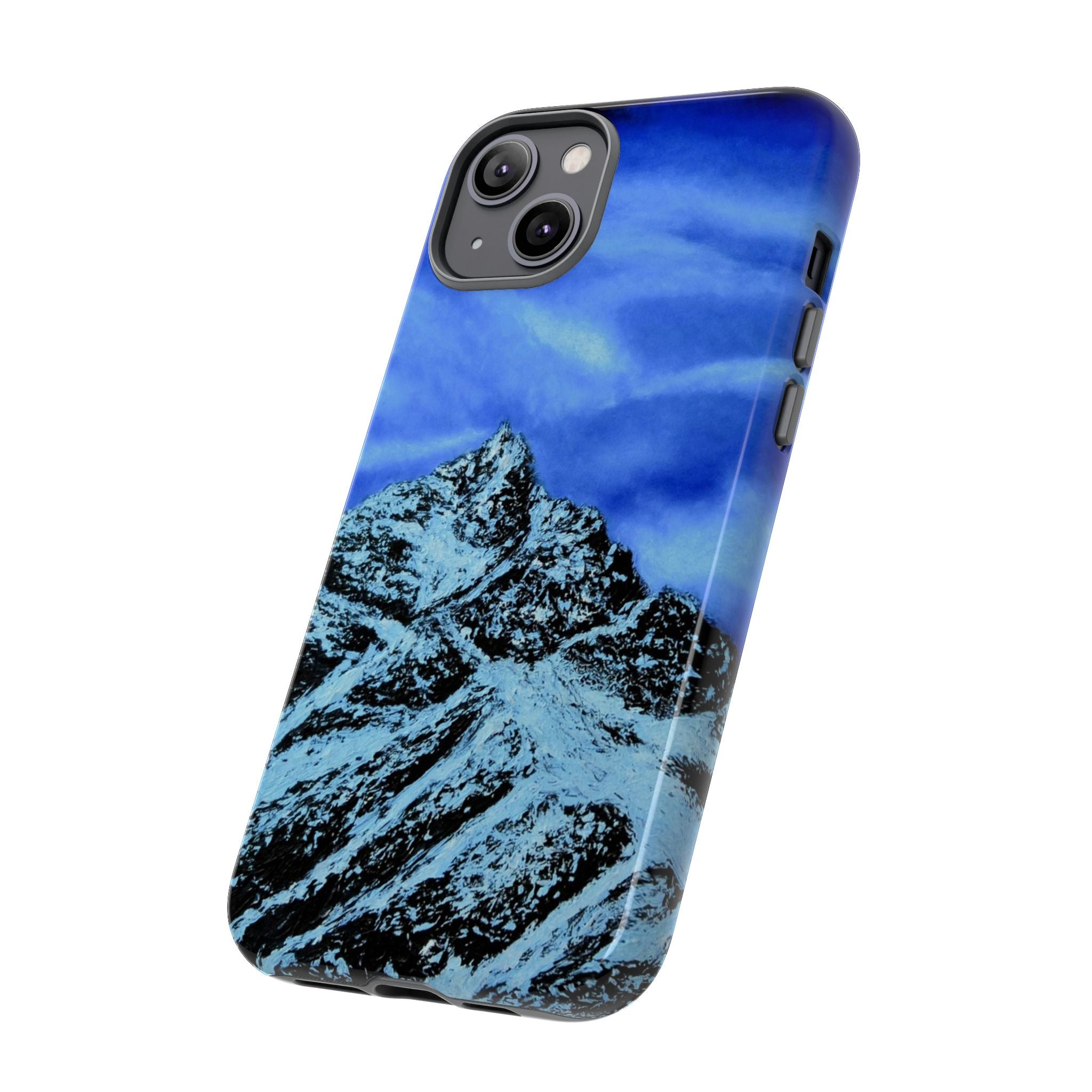 Mountain Peak Blue Tough Phone Case — Rugged Protective iPhone Cover
