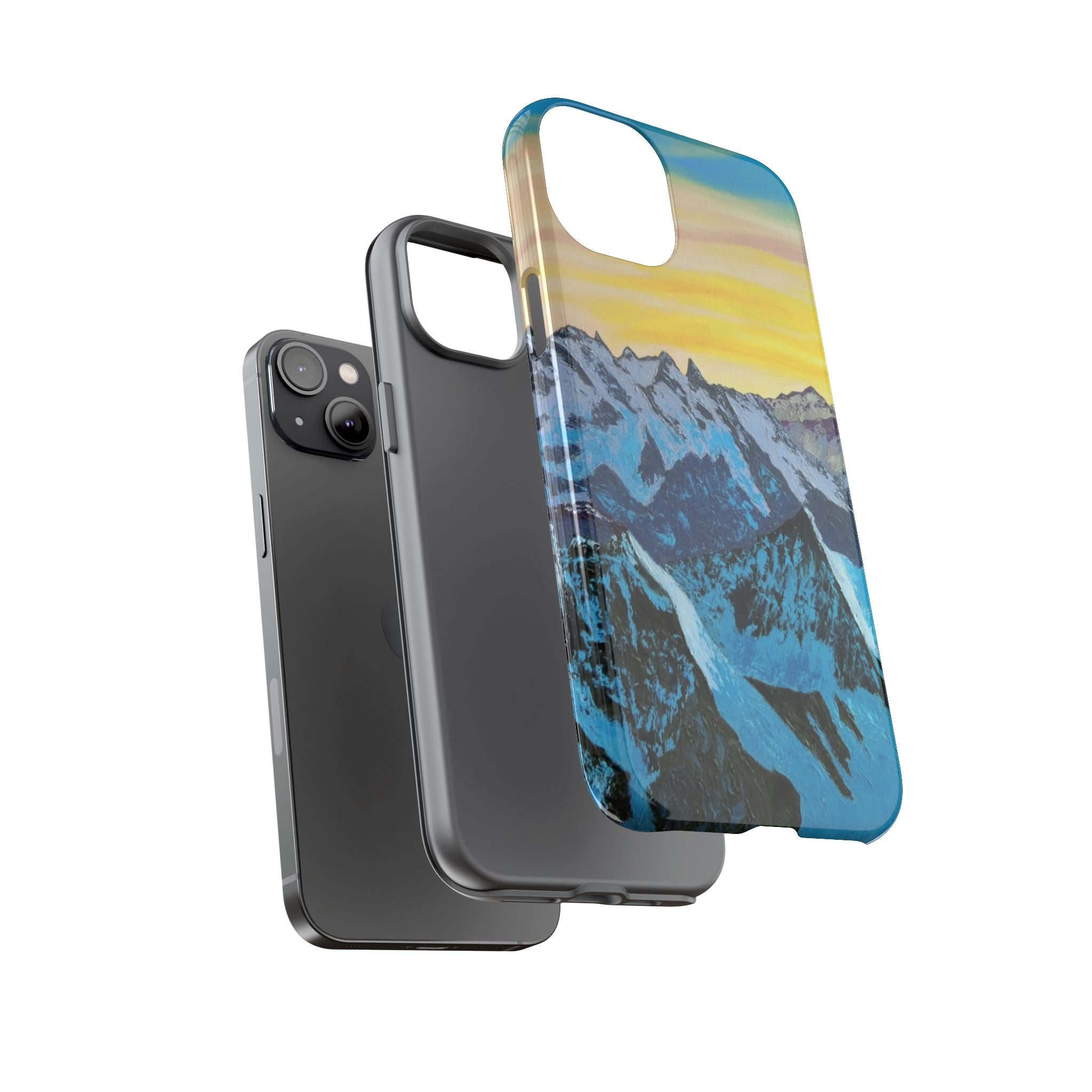 Mountain Sunset Phone Case — Protective Tough Case with Scenic Blue Peaks Design
