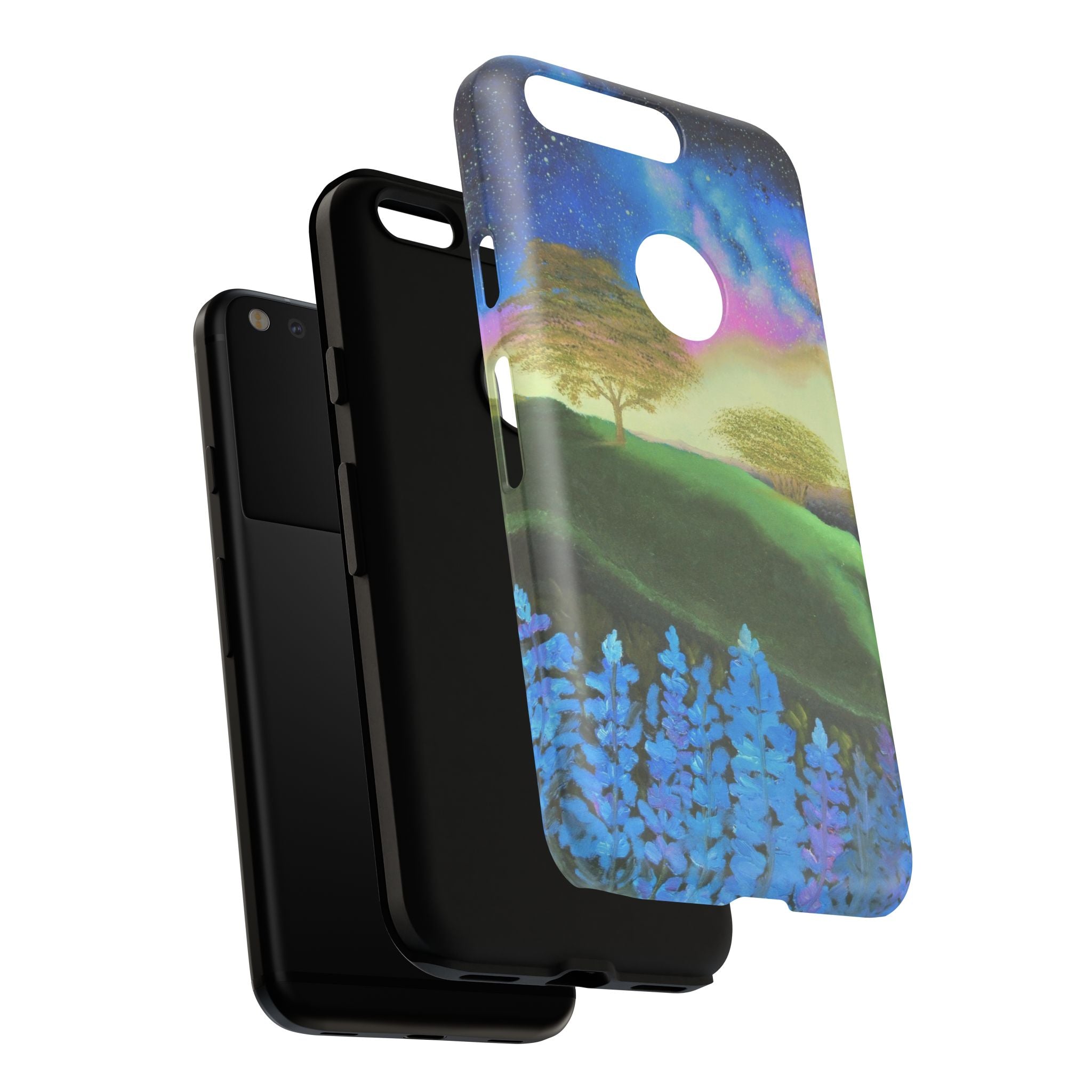 Aurora Nightscape Phone Case — Galaxy Meadow Protective Case