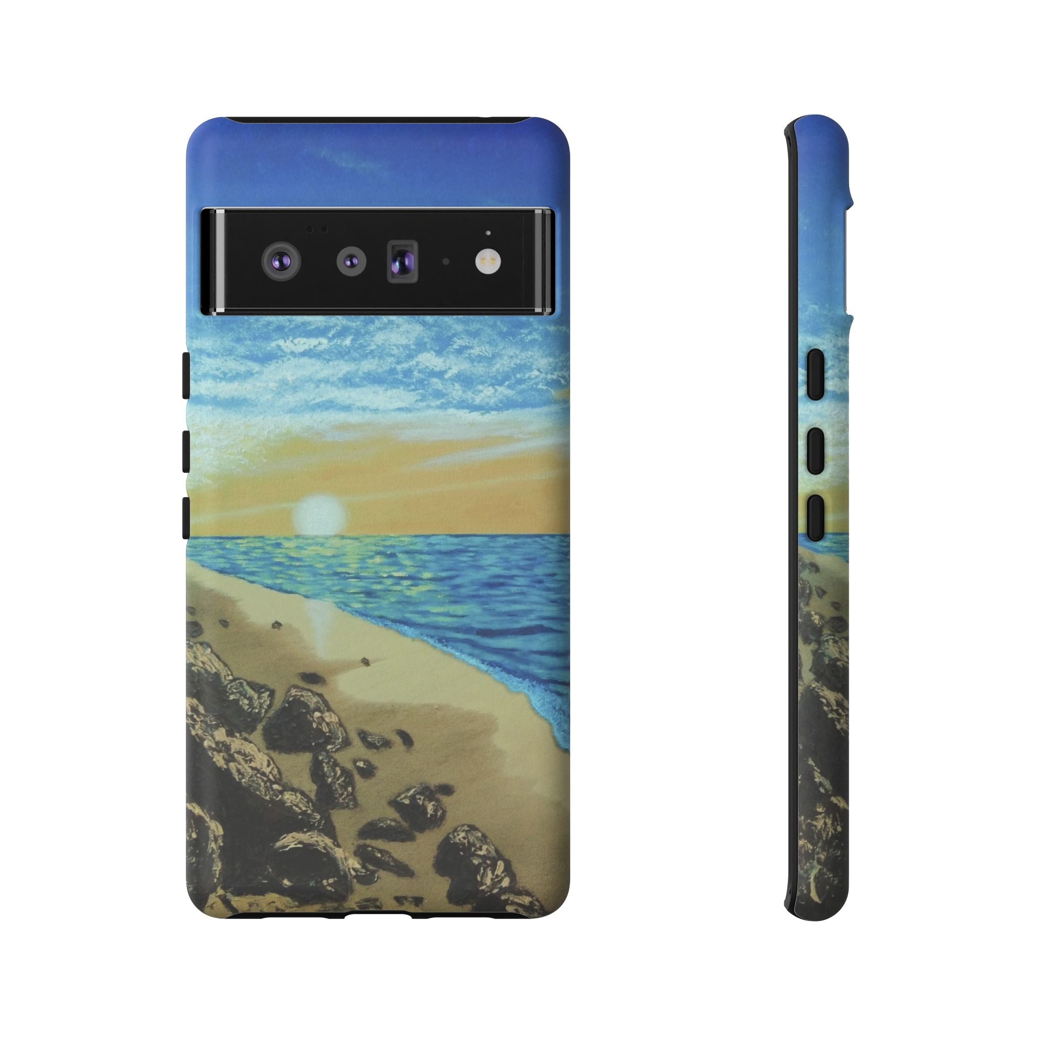 Beach Sunset Phone Case — Protective Tough Case with Coastal Shoreline Design