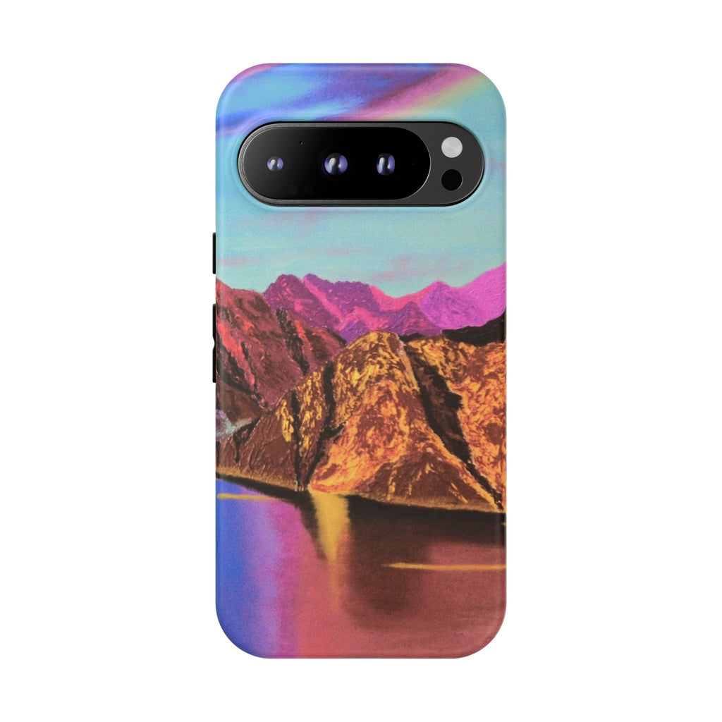 Protective Phone Case — Vibrant Retro Mountain Landscape