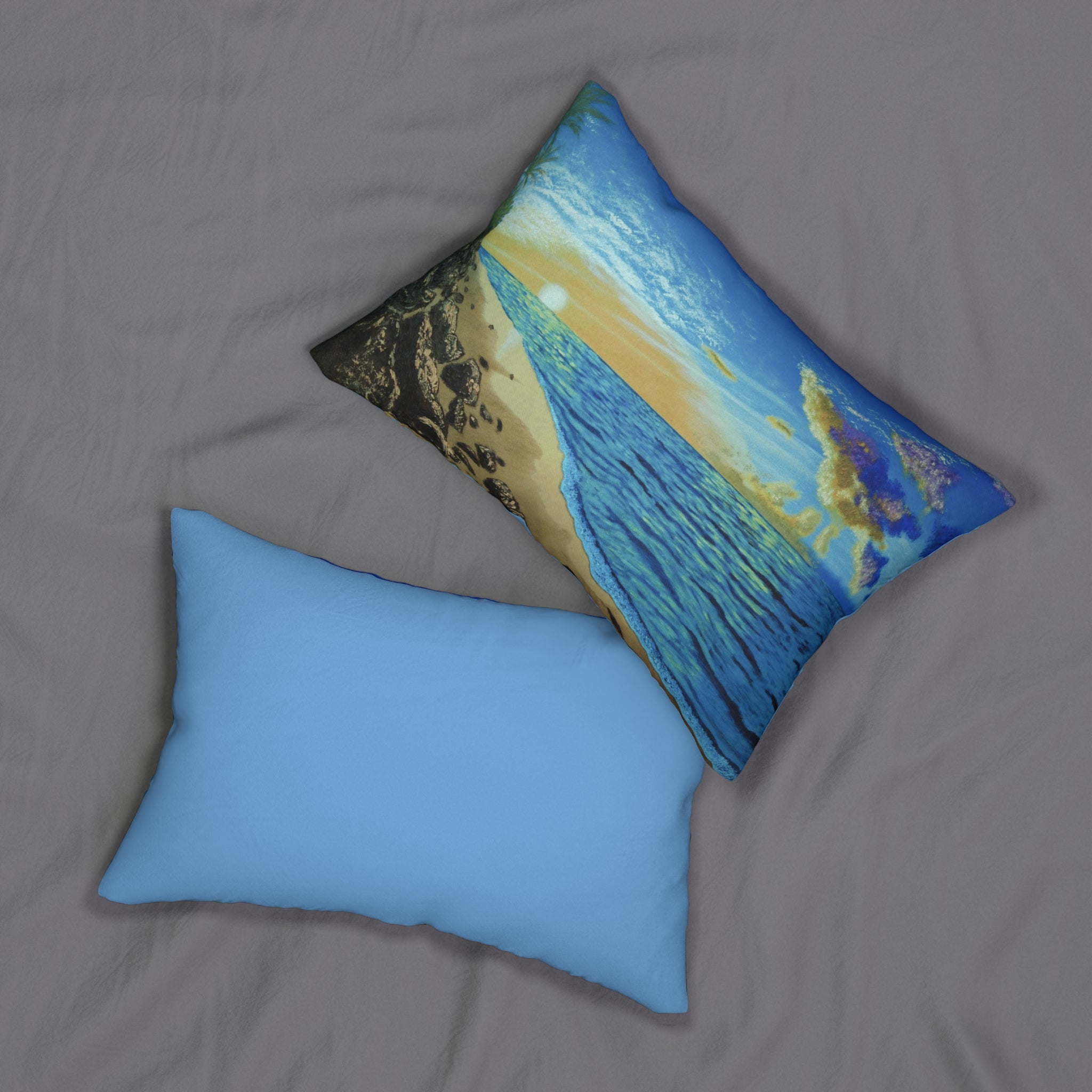 Coastal Sunrise Lumbar Pillow — Beach Scenic Decorative Pillow