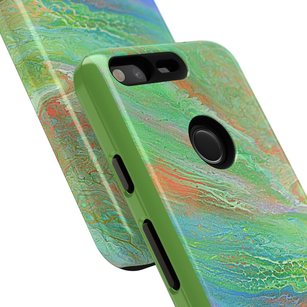 Marbled Green Abstract Phone Case — Protective Tough Case for iPhone