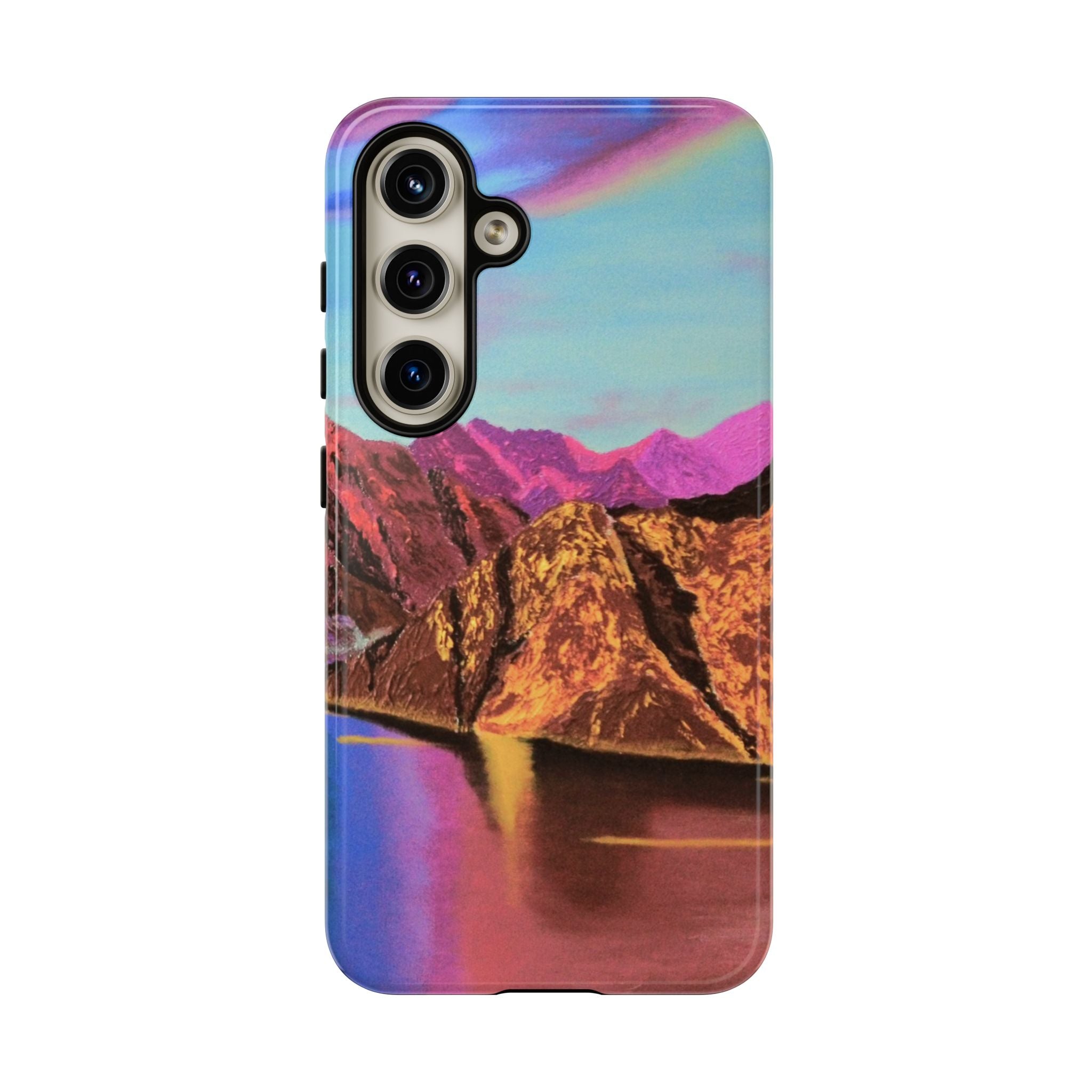Protective Phone Case — Vibrant Retro Mountain Landscape
