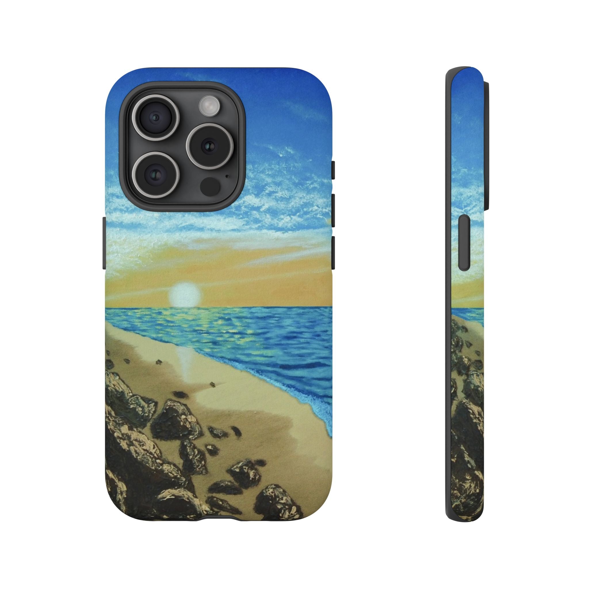 Beach Sunset Phone Case — Protective Tough Case with Coastal Shoreline Design