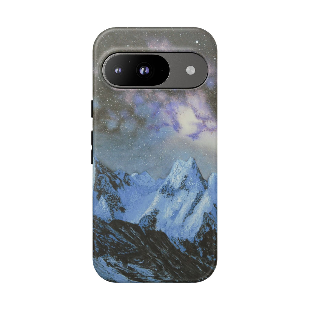 Mountain Night Sky Phone Case — Tough Protective iPhone Cover with Aurora & Snowy Peaks