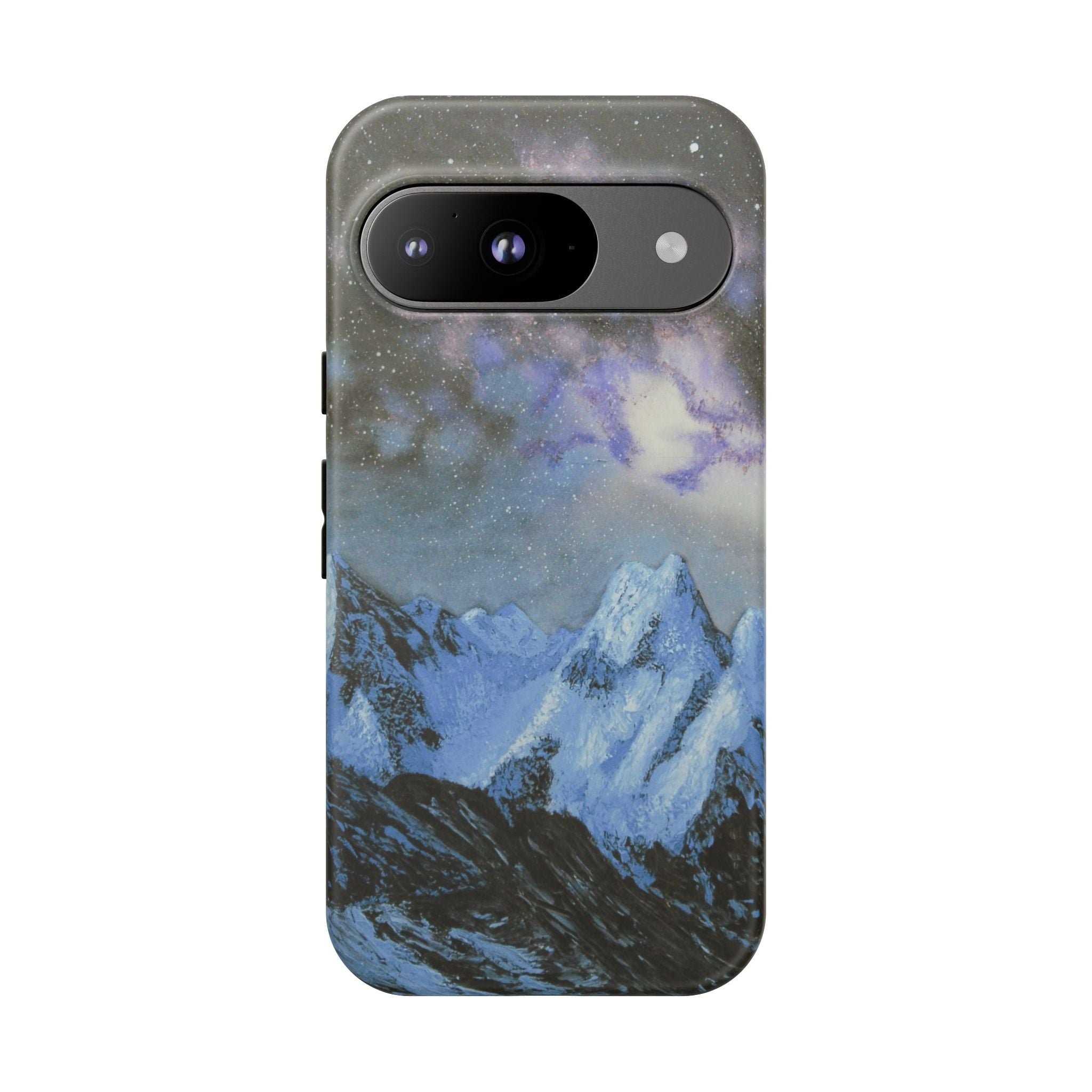 Mountain Night Sky Phone Case — Tough Protective iPhone Cover with Aurora & Snowy Peaks