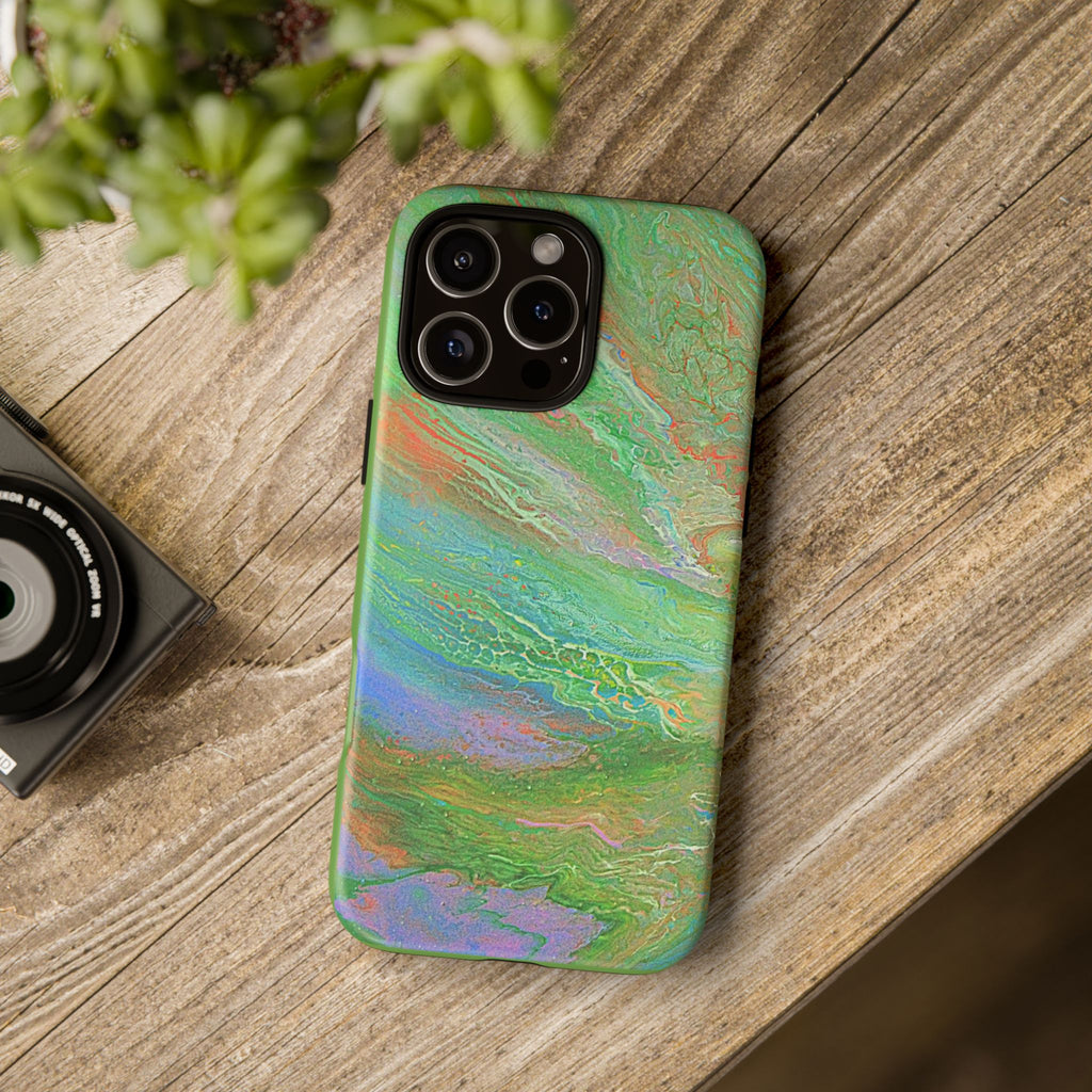 Marbled Green Abstract Phone Case — Protective Tough Case for iPhone