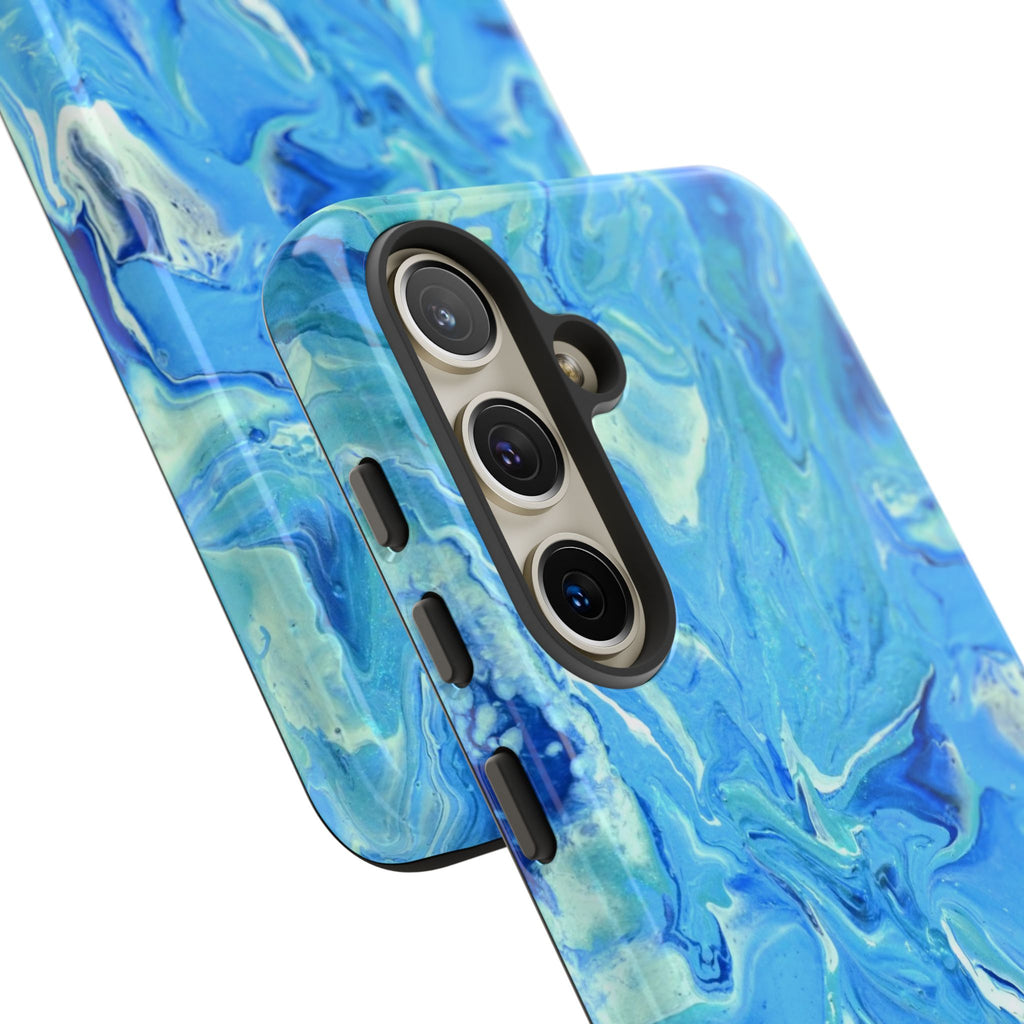 Blue Marble Tough Phone Case — Ocean Swirl Protective iPhone Cover