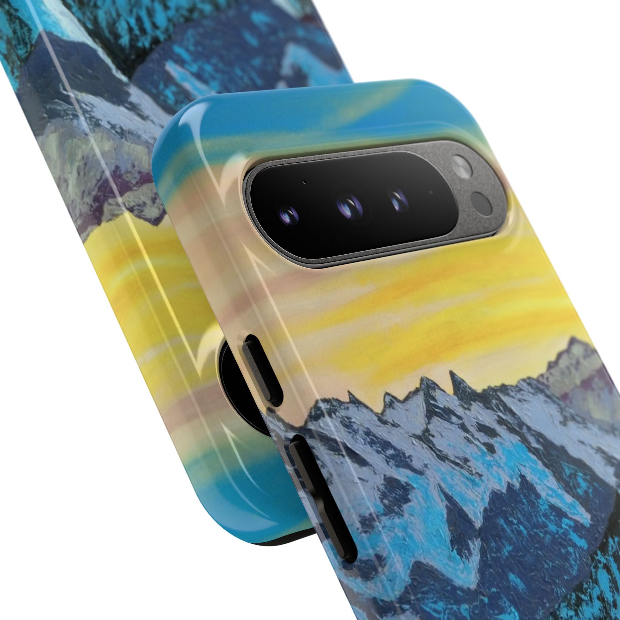 Mountain Sunset Phone Case — Protective Tough Case with Scenic Blue Peaks Design