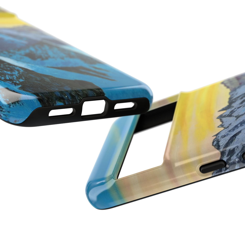 Mountain Sunset Phone Case — Protective Tough Case with Scenic Blue Peaks Design
