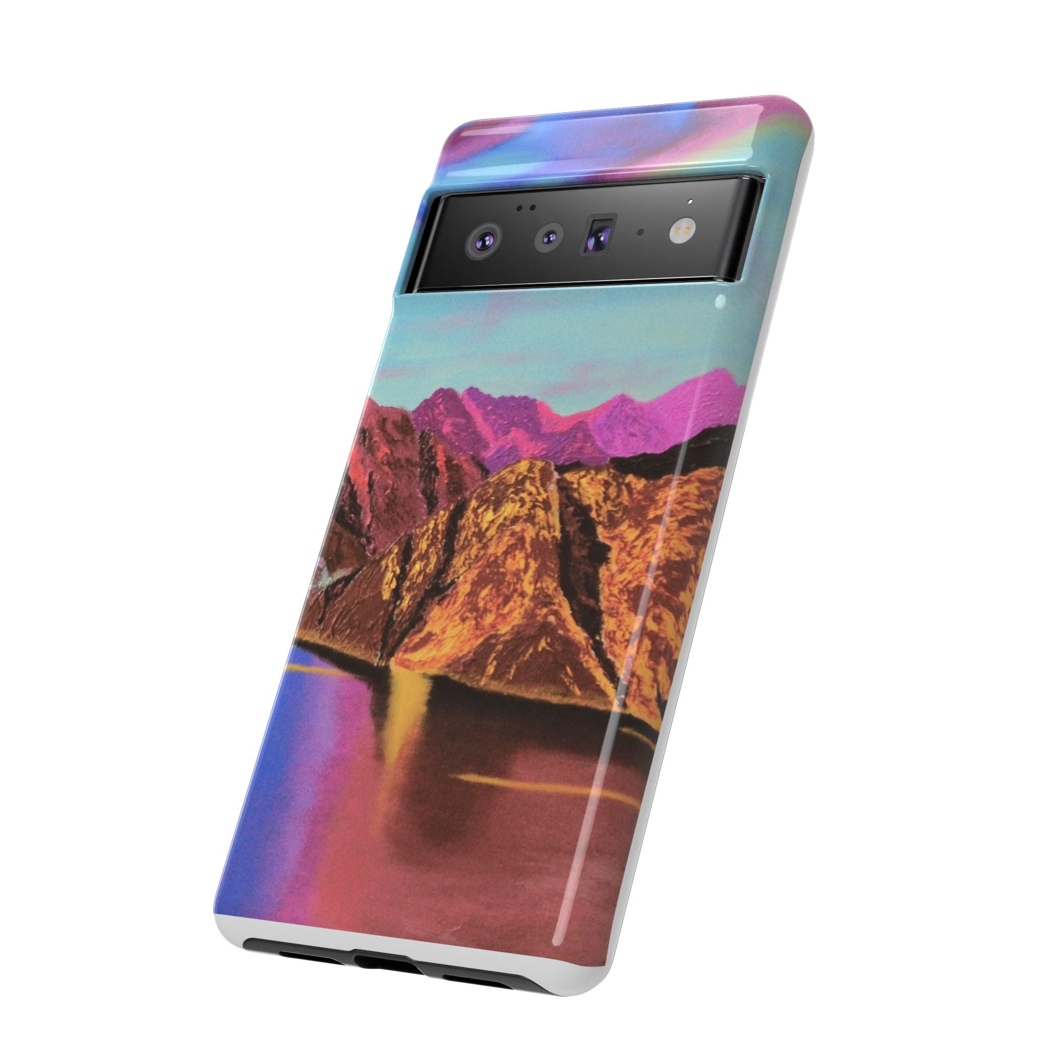 Protective Phone Case — Vibrant Retro Mountain Landscape