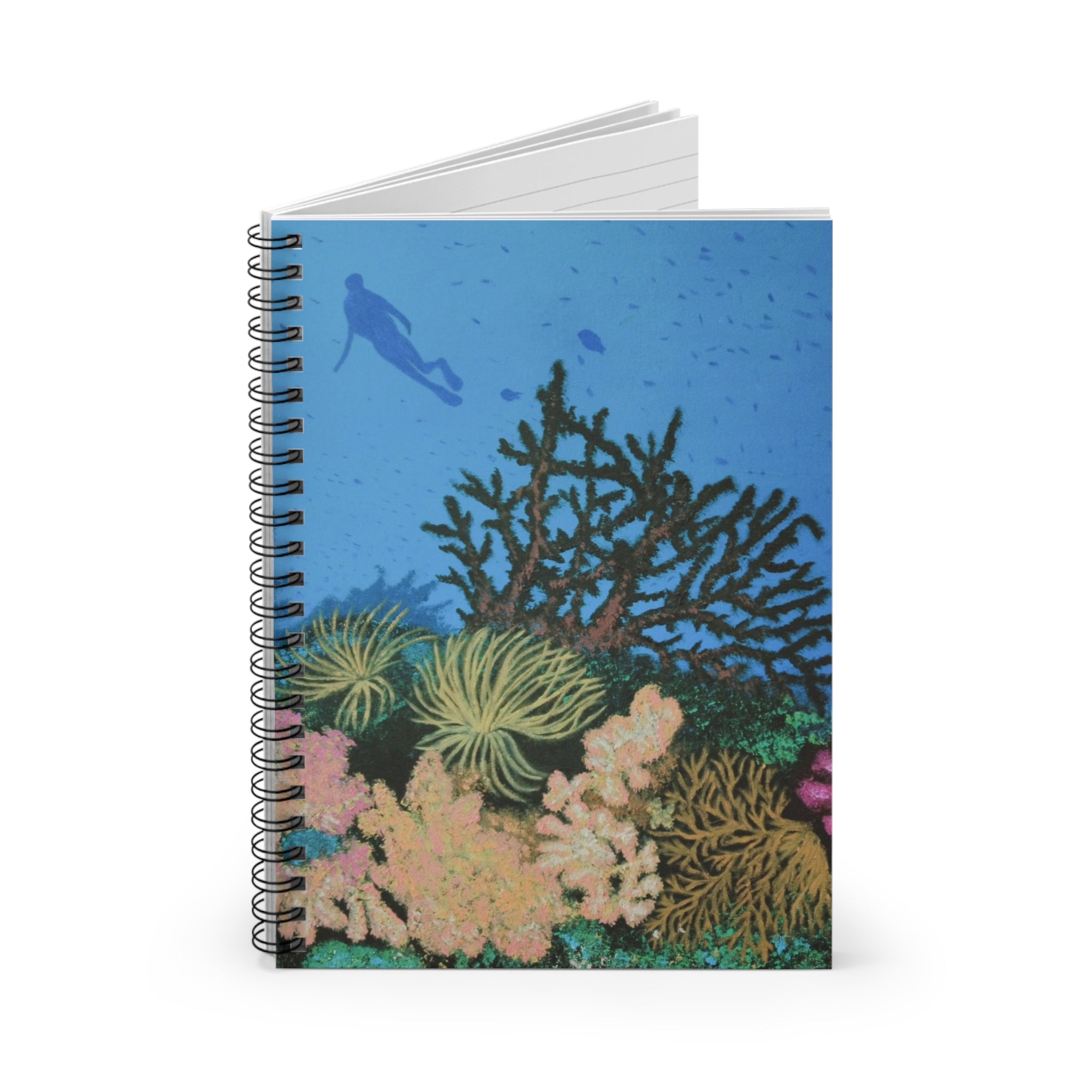 Ocean Coral Reef Spiral Notebook — Scuba Diver Ruled Journal