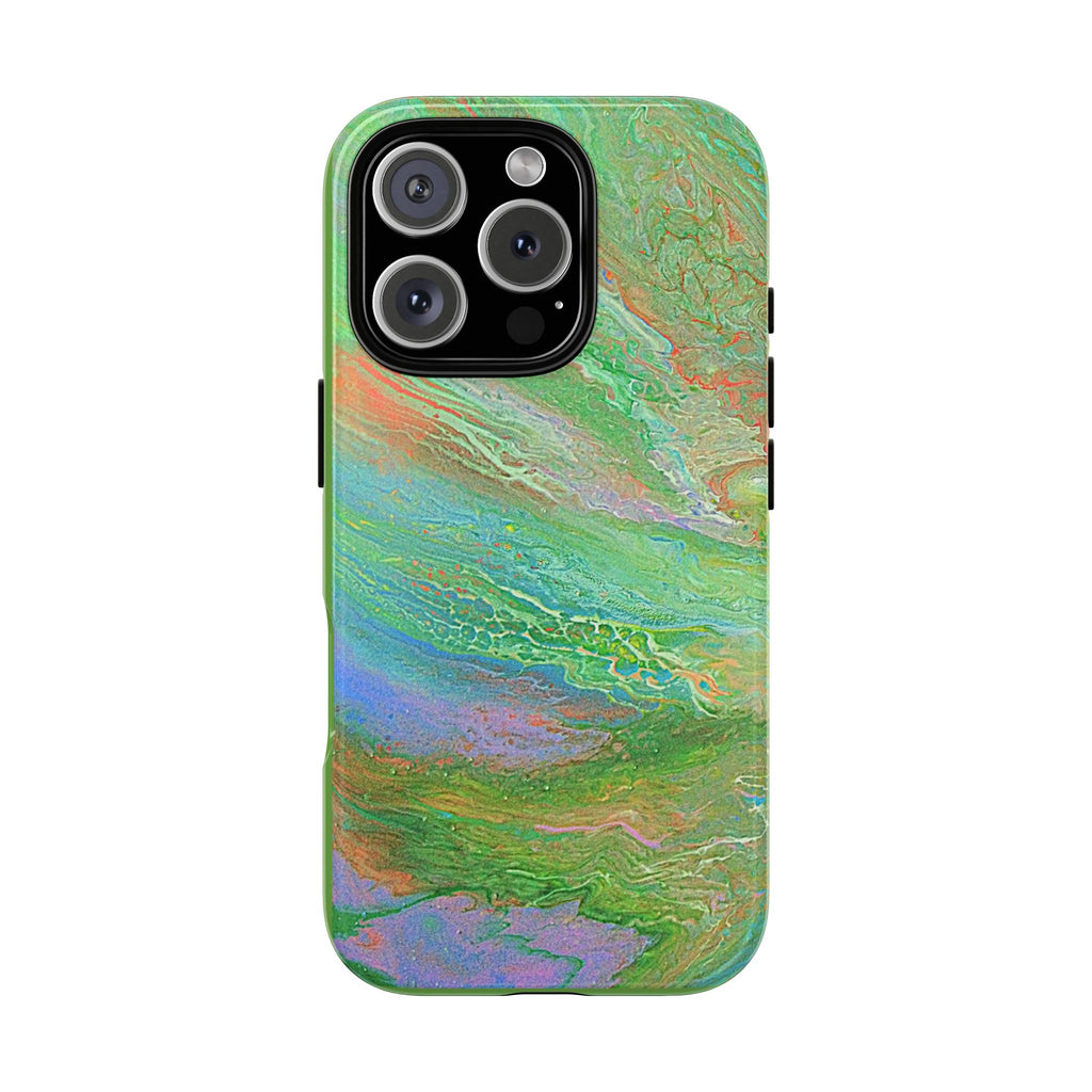 Marbled Green Abstract Phone Case — Protective Tough Case for iPhone