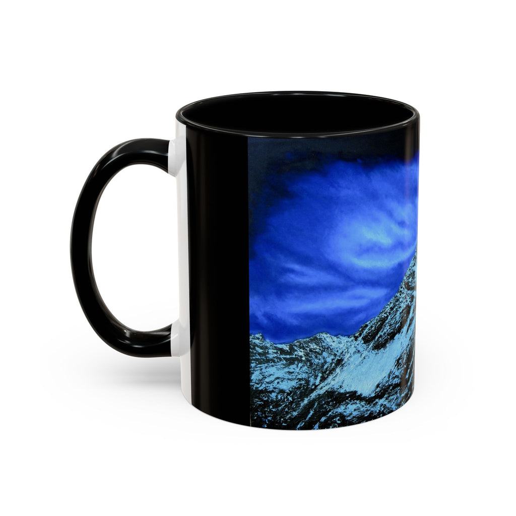 Mountain Night Accent Coffee Mug — Blue Aurora Landscape 11/15oz