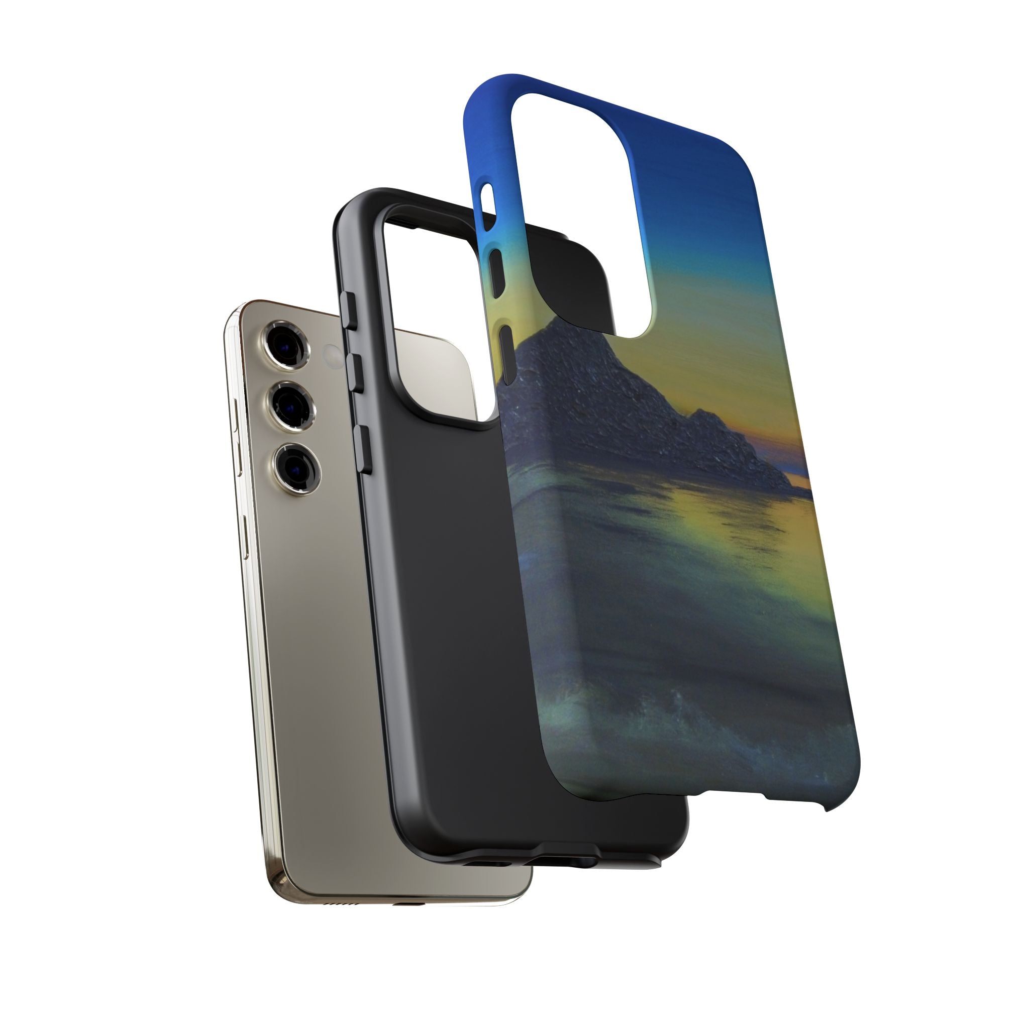 Sunset Cove Phone Case — Durable Protective Tough Case with Tranquil Beach Landscape