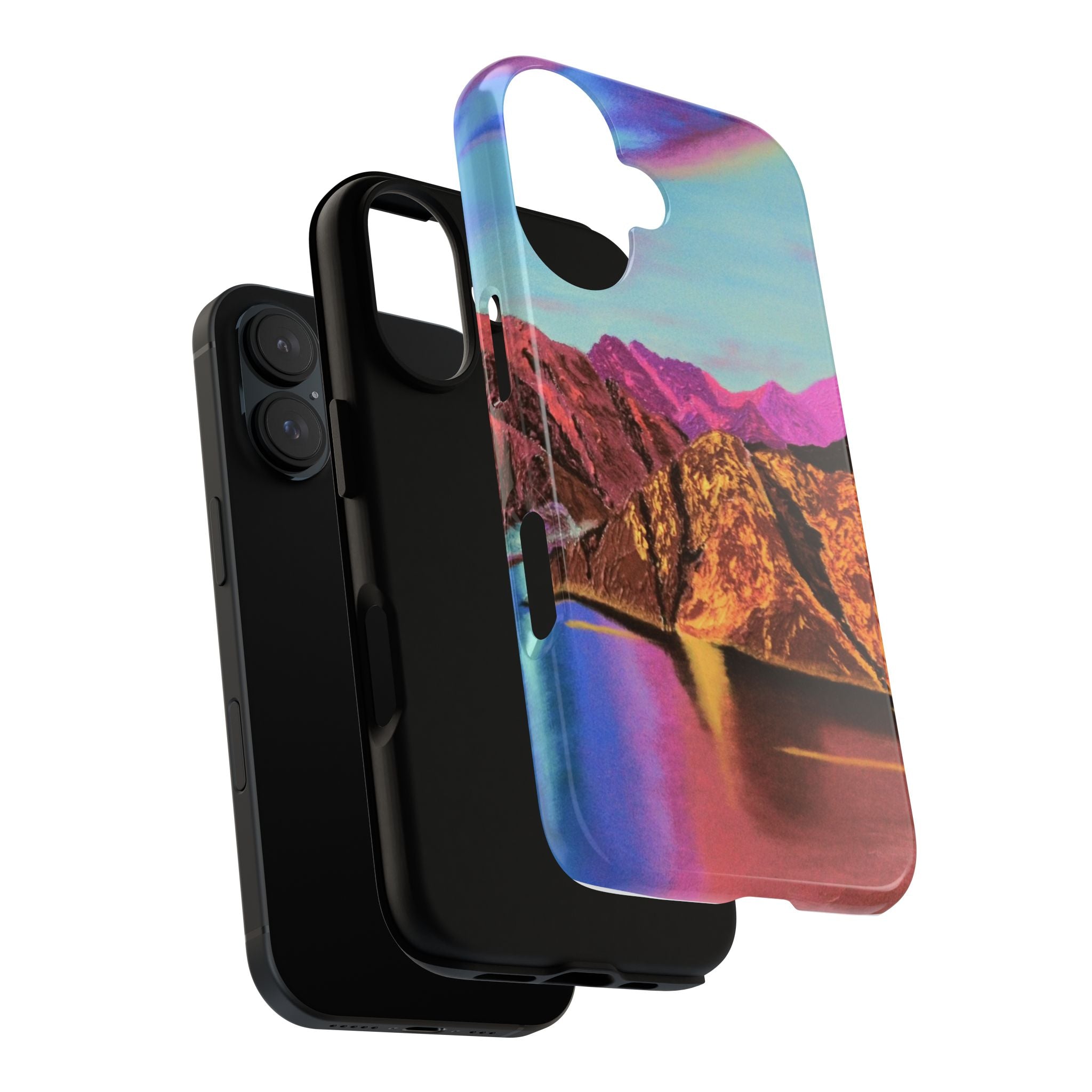Protective Phone Case — Vibrant Retro Mountain Landscape