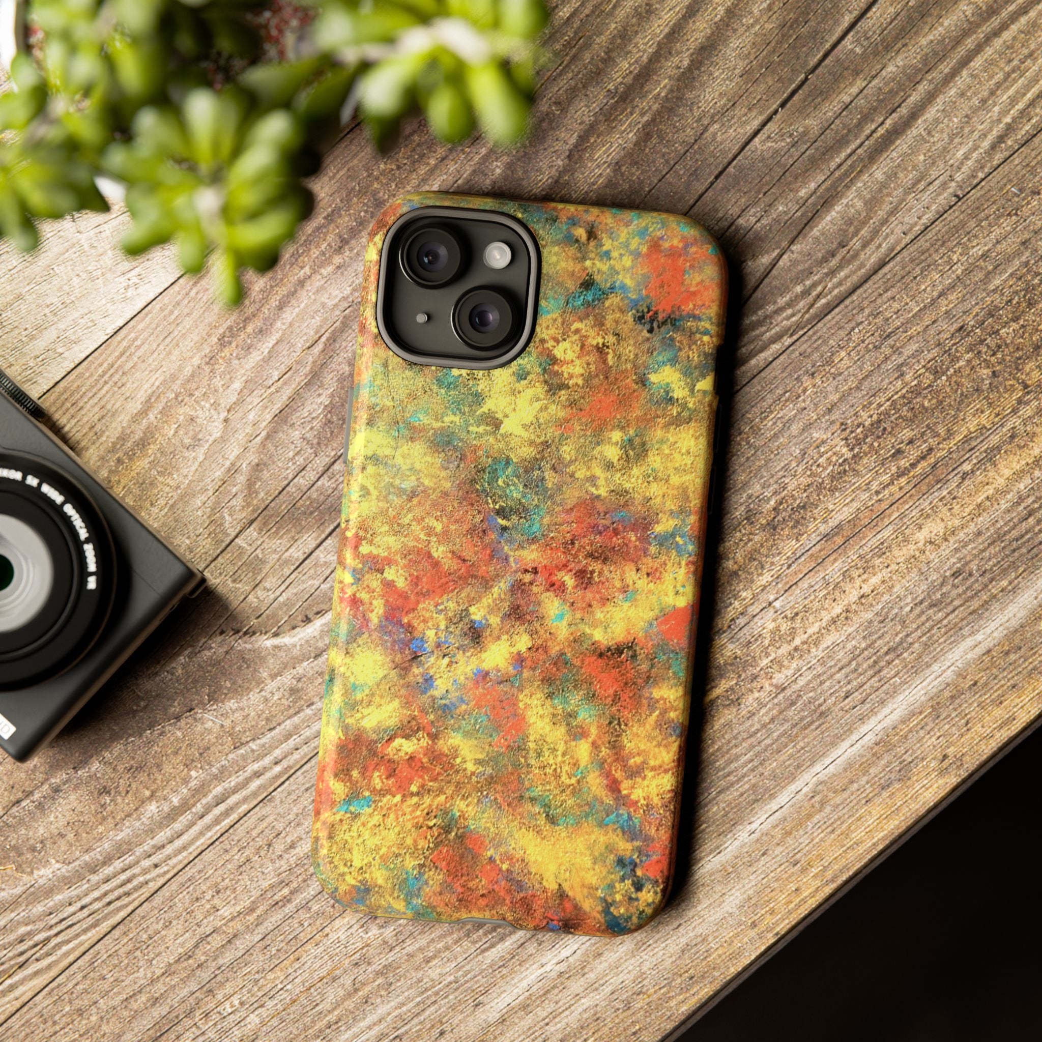 Abstract Autumn Marble Phone Case — Protective iPhone Cover with Warm Fall Colors