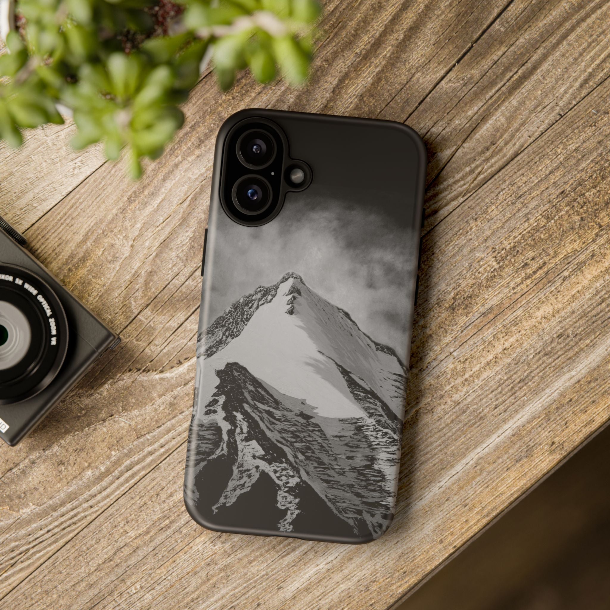 Mountain Peak Phone Case — Black & White Alpine Protective Case