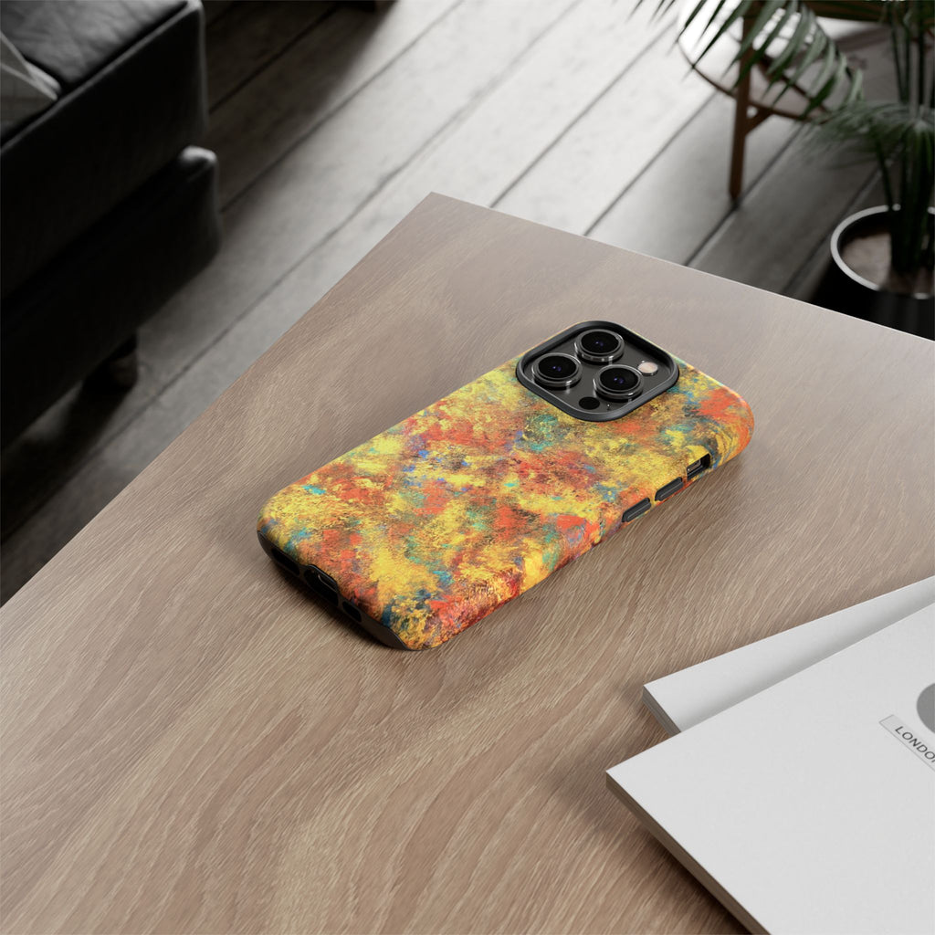 Abstract Autumn Marble Phone Case — Protective iPhone Cover with Warm Fall Colors